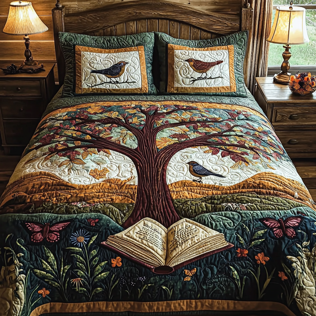 Bookish Dreams Quilted Bedding Set Bedspread Set Gifts For Book Lovers Nerd