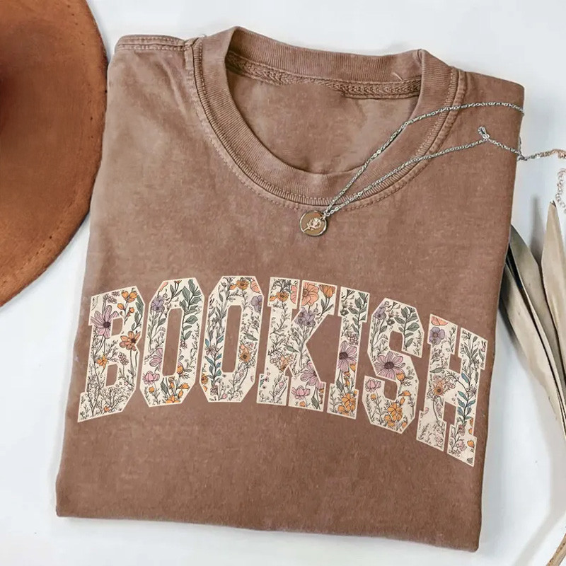 Bookish Floral Letters T-Shirt Floral Bookish Literary Clothing Gifts For Her