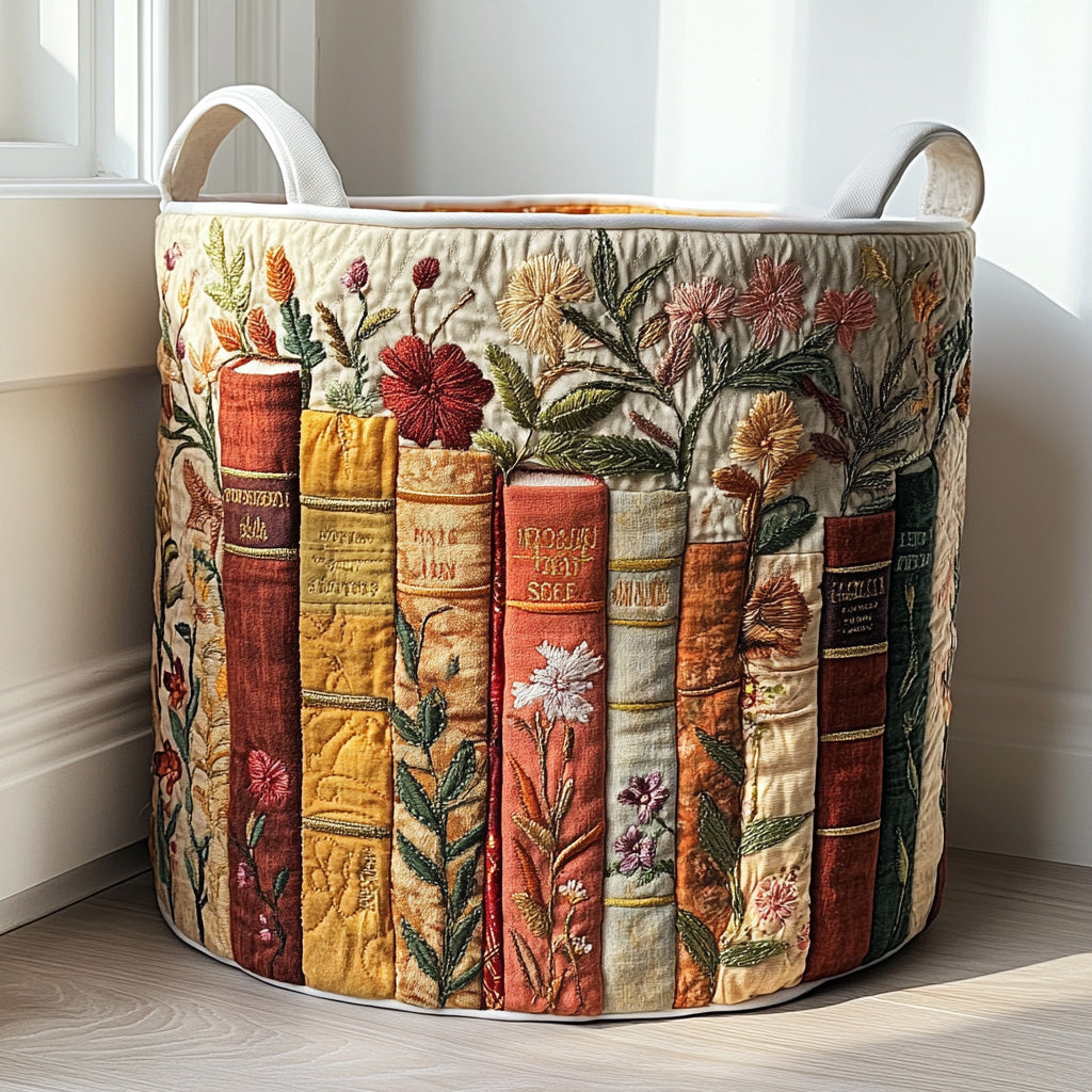 Bookish Garden Quilted Laundry Basket Merch For Home And Living