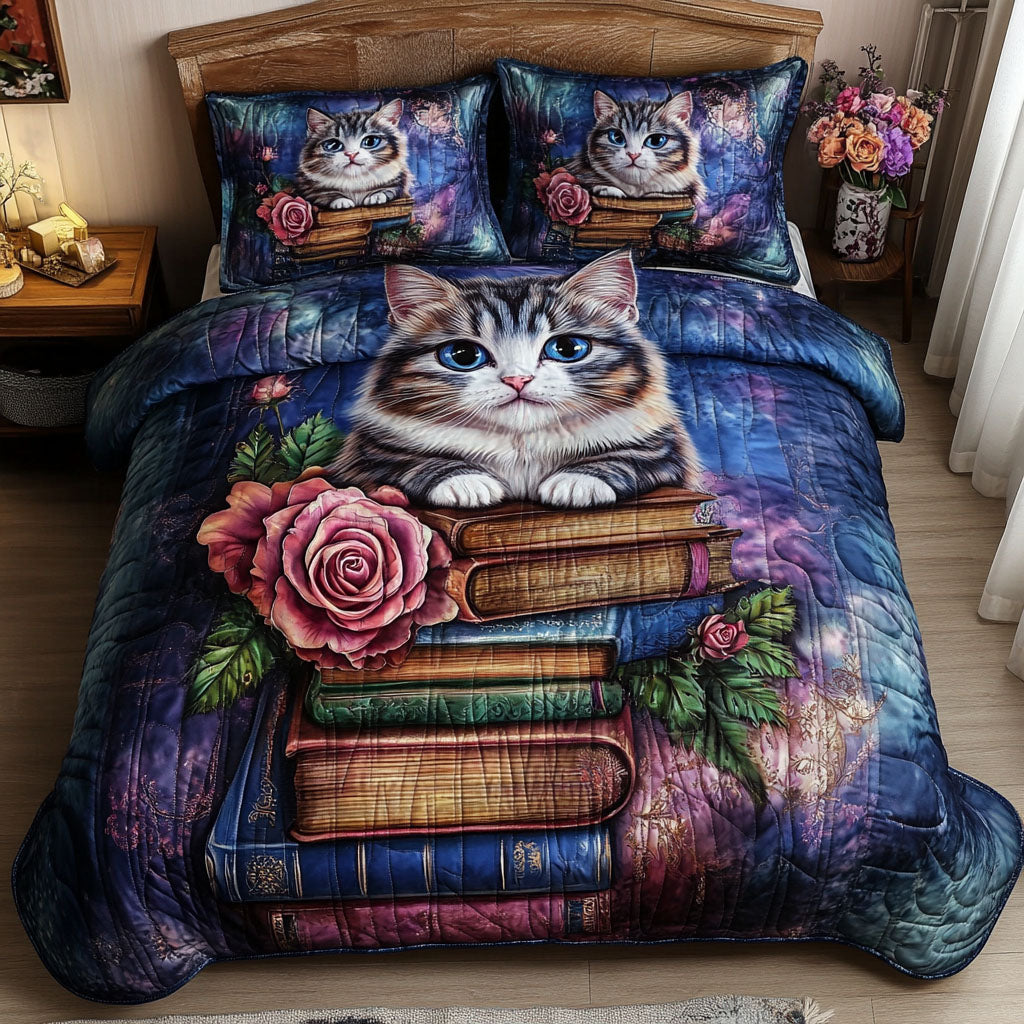 Bookish Paws Quilted Bedding Set Full Size Bed Set Gifts For Mom From Daughter