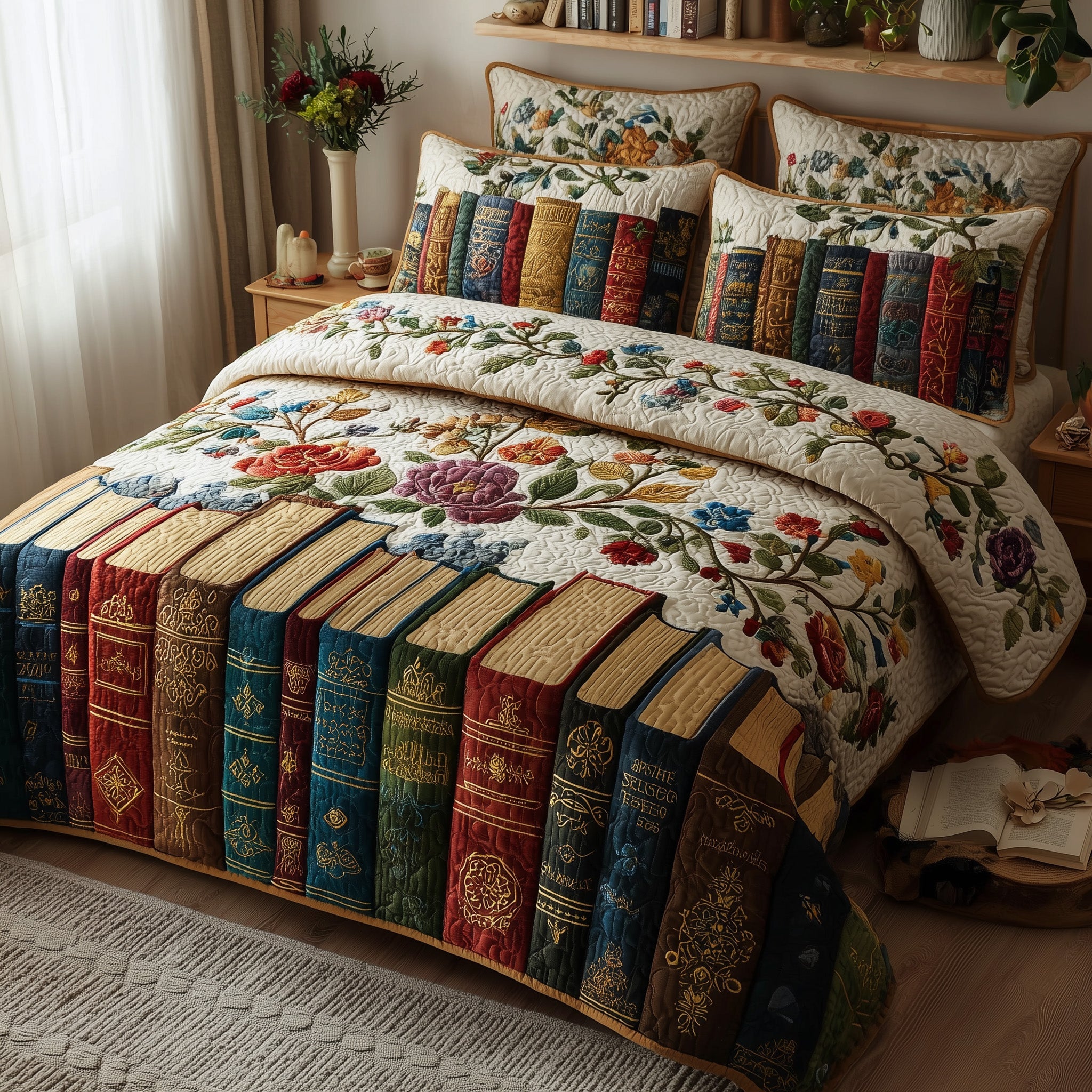 Bookish Quilted Bedding Set Duvet Cover Bedspread Best Gifts For Book Lovers