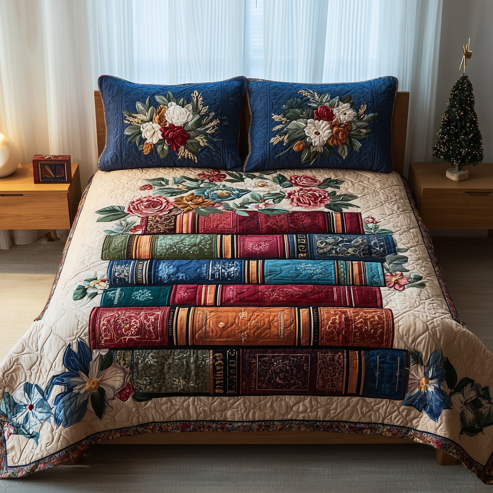 Bookish Quilted Bedding Set Duvet Cover Bedspread Best Gifts For Book Readers