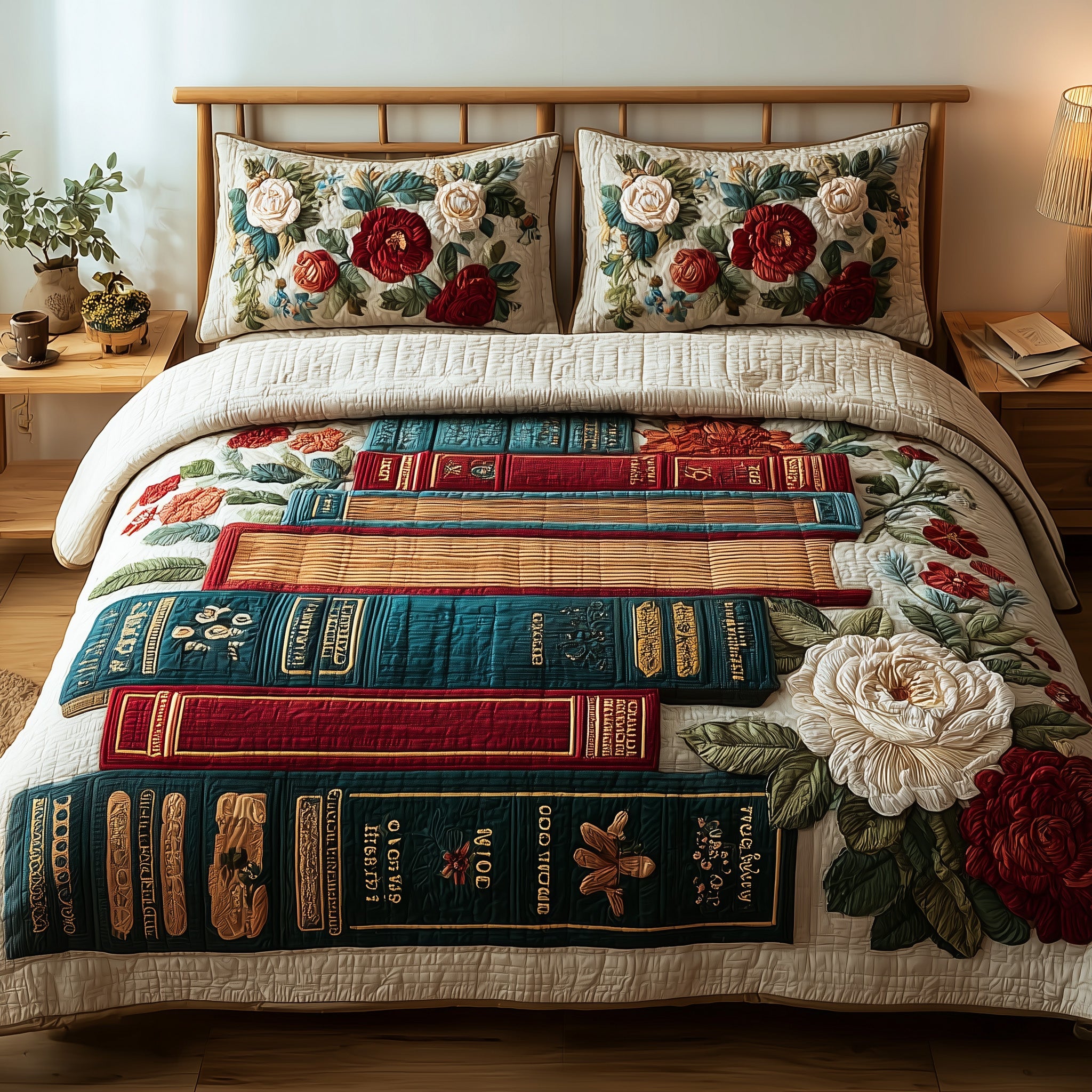 Bookish Quilted Bedding Set Duvet Cover Bedspread Christmas Gifts For Book Lovers