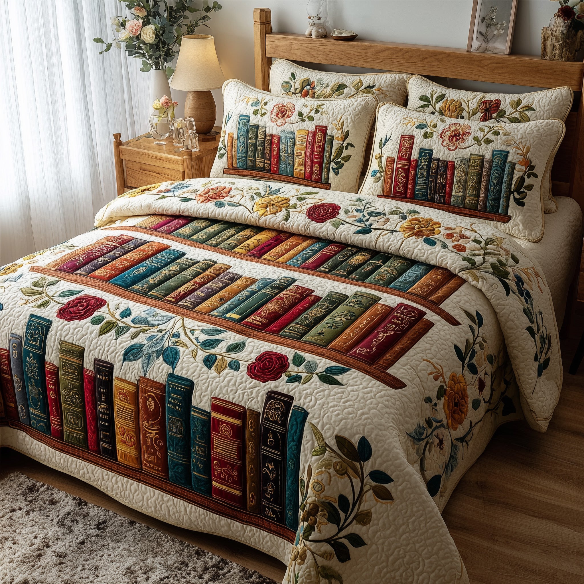 Bookish Quilted Bedding Set Duvet Cover Bedspread Gift Ideas For Book Lovers