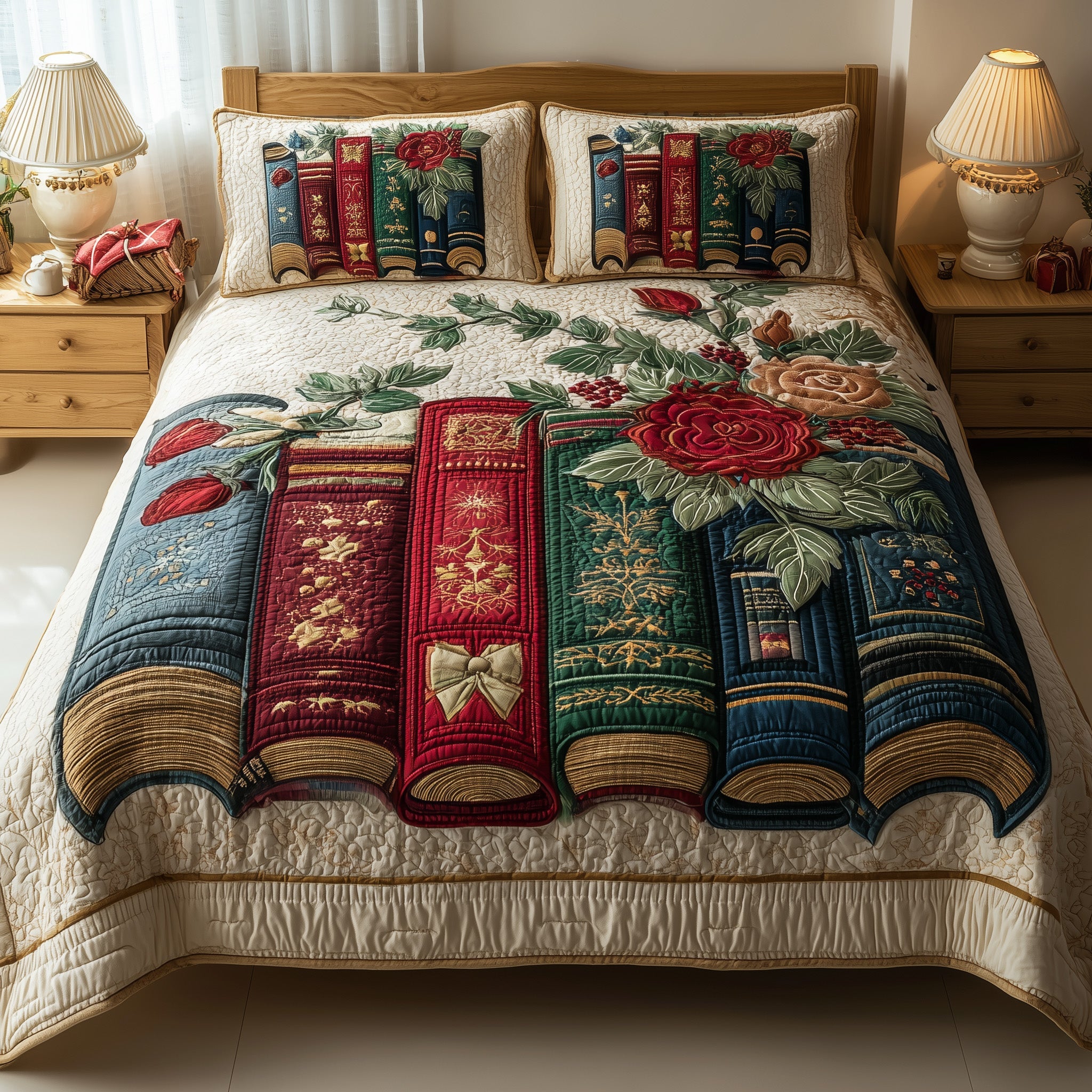 Bookish Quilted Bedding Set Duvet Cover Bedspread Good Gifts For Readers