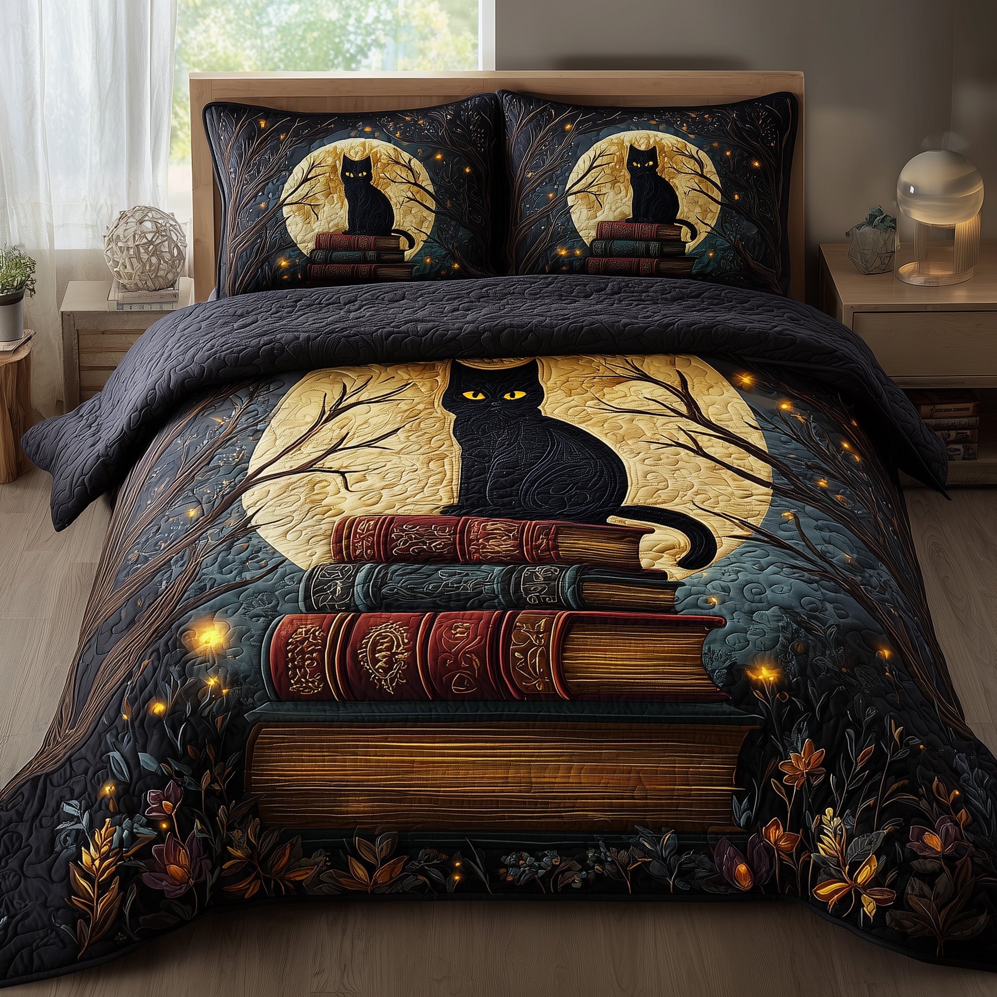 Bookish Quilted Bedding Set Farmhouse Style