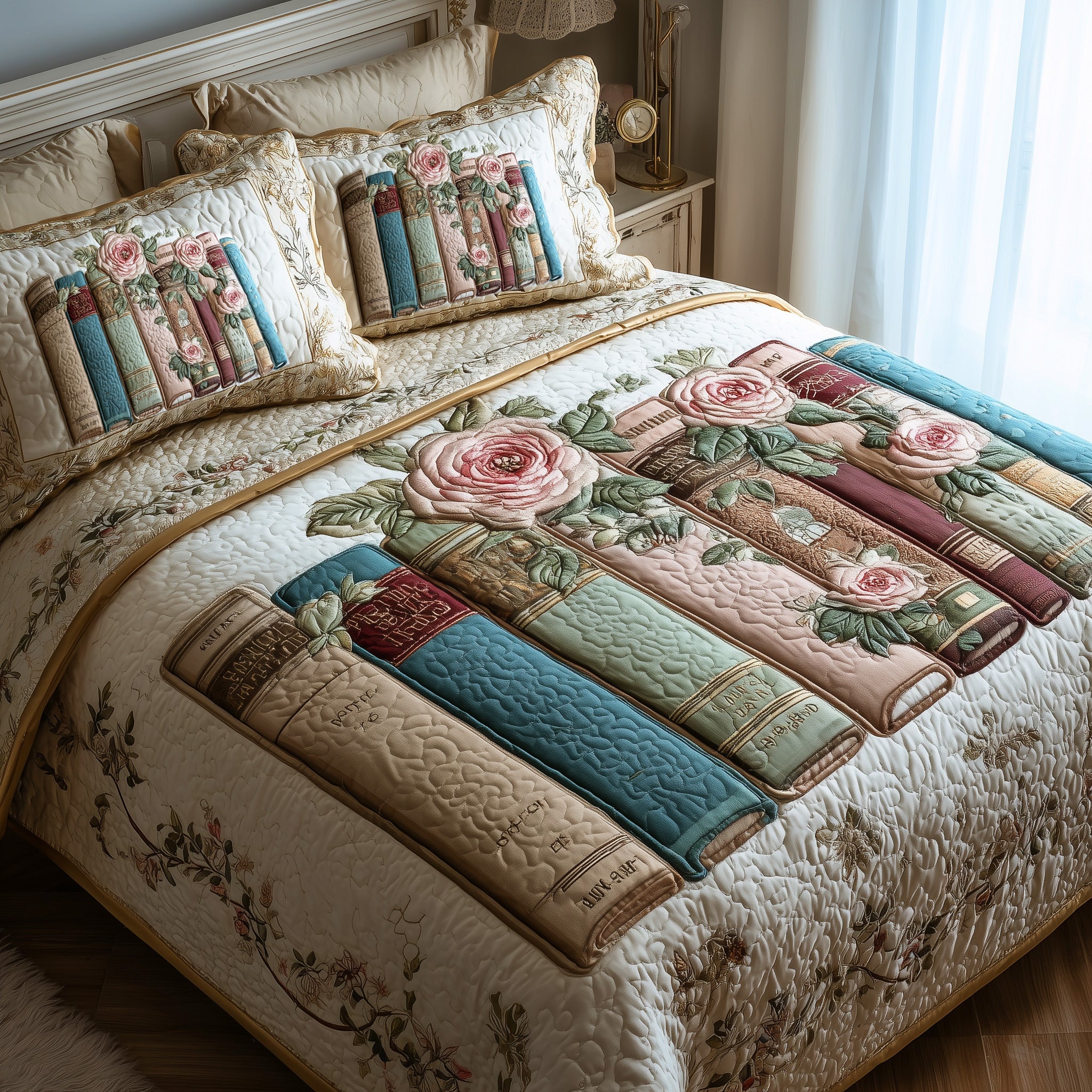 Bookish Quilted Bedding Set Home Decor Collection