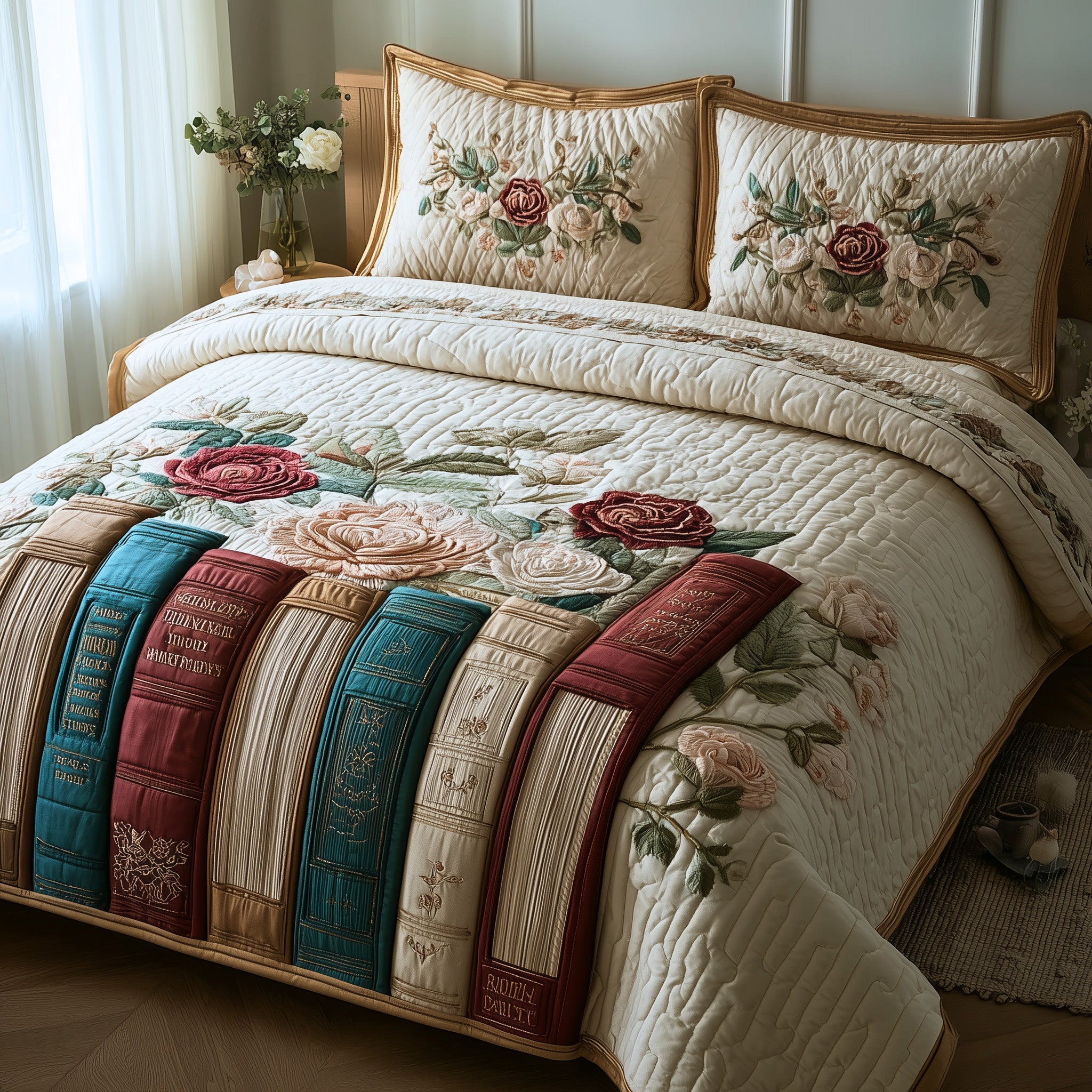 Bookish Quilted Bedding Set Unique Pattern