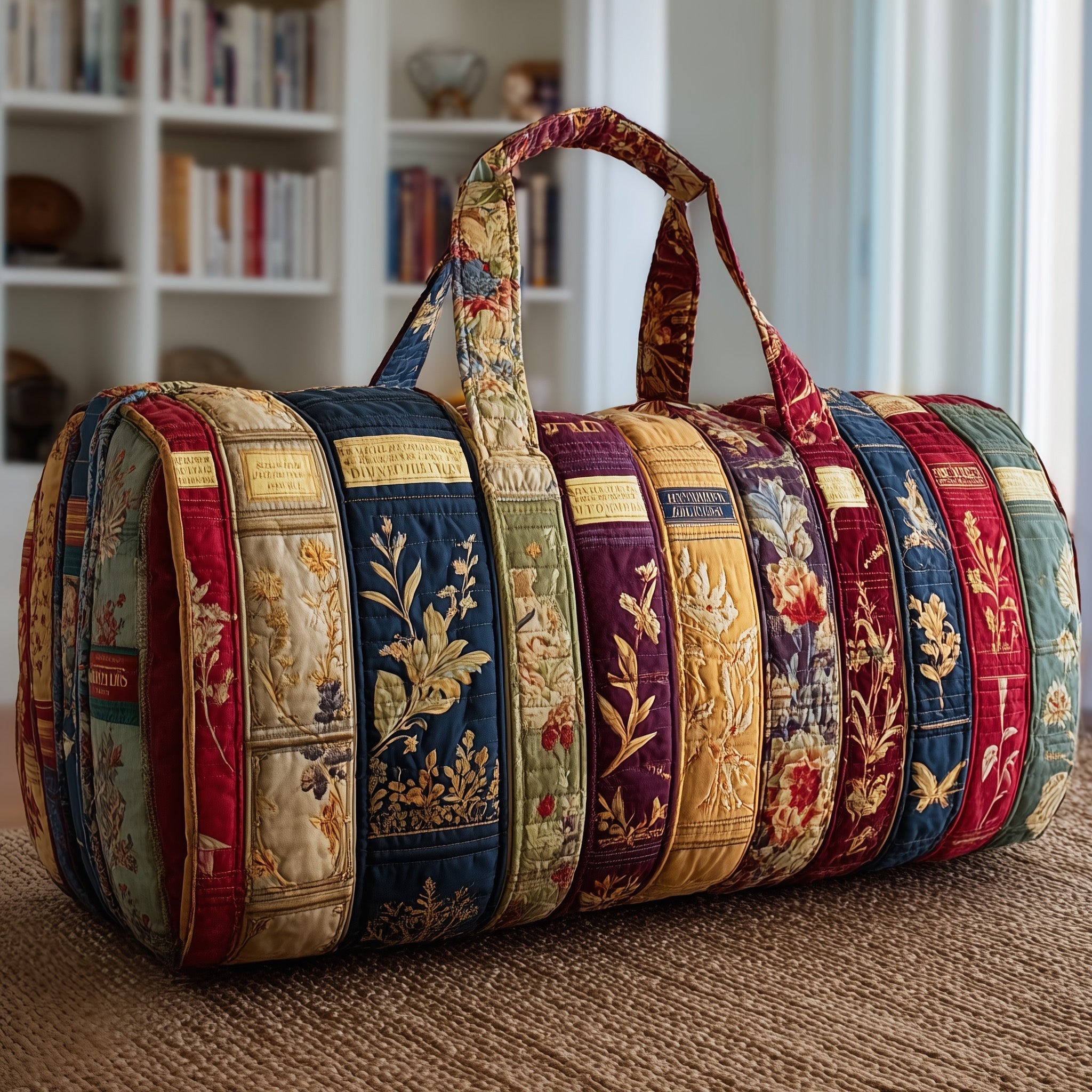 Bookish Quilted Duffle Bag For Office And Campus