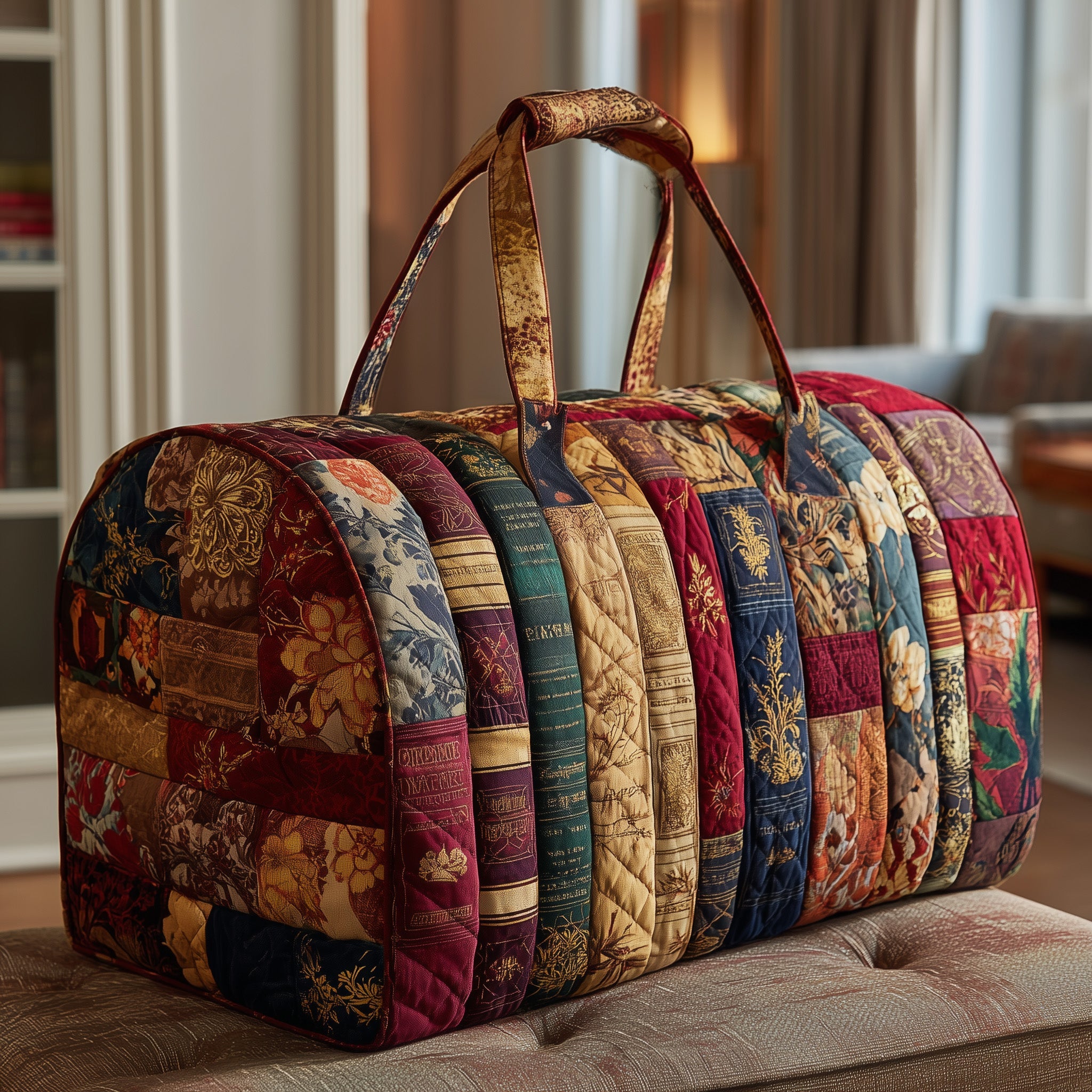 Bookish Quilted Duffle Bag Travel Friendly Design