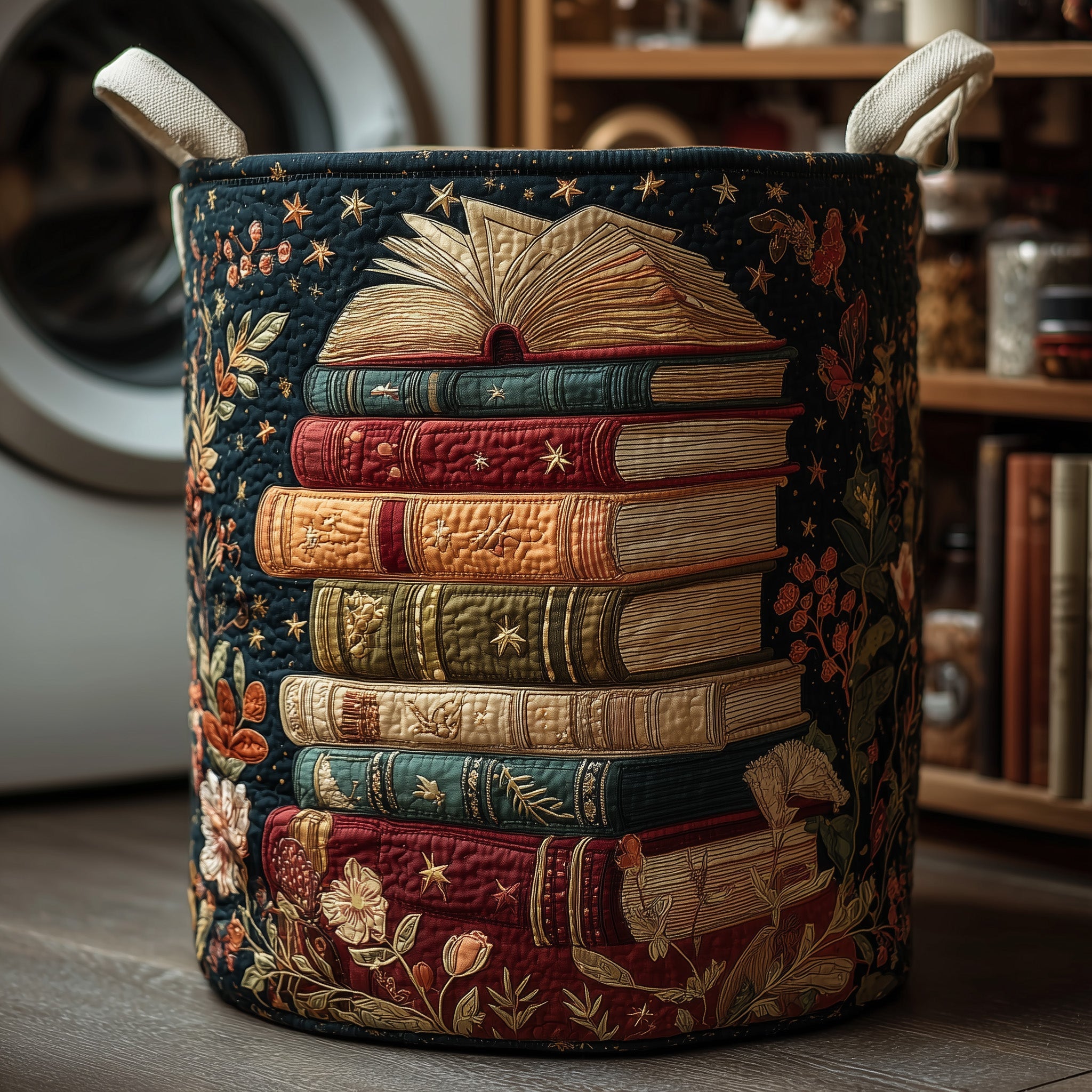 Bookish Quilted Laundry Basket Best Convenient Storage Gifts For Friends
