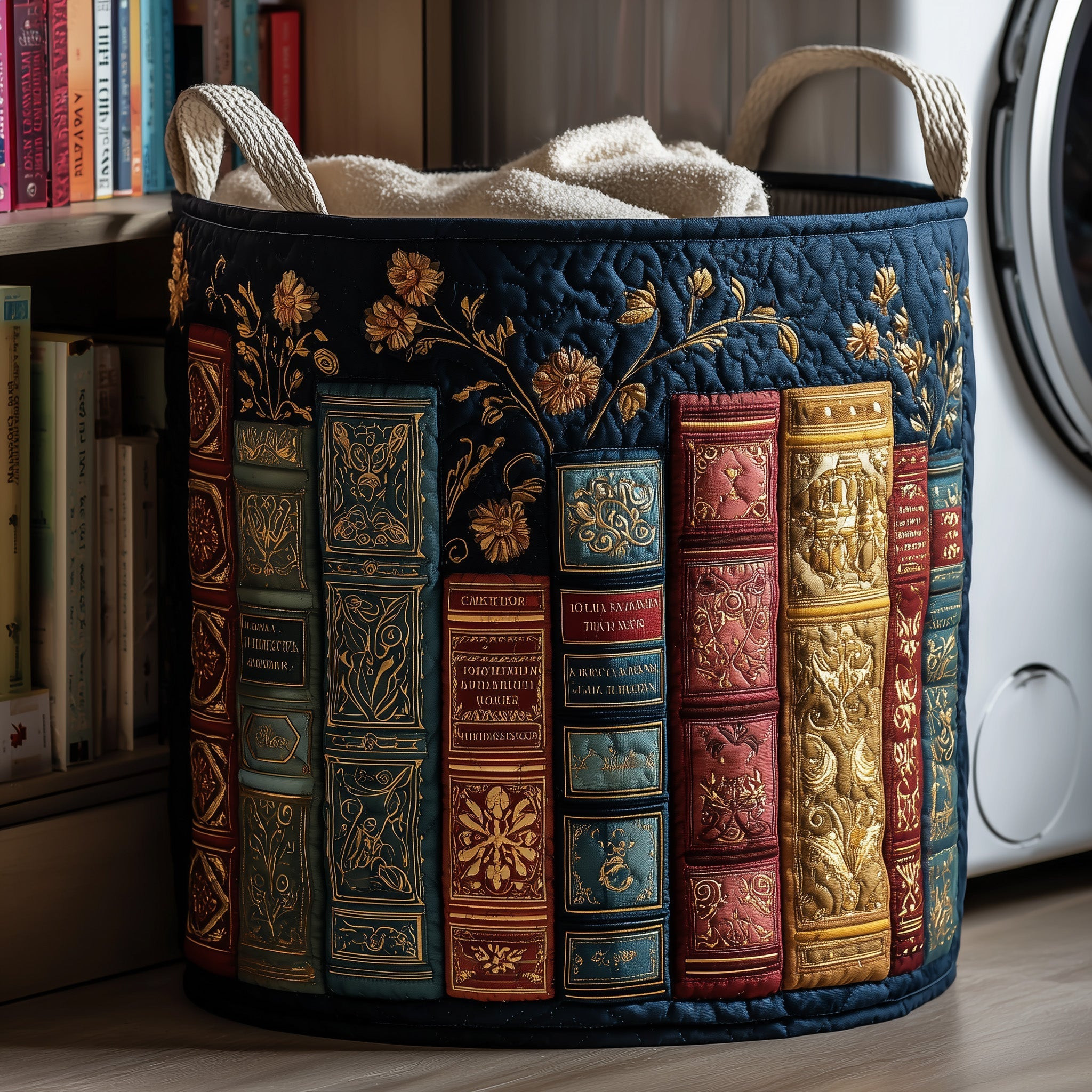 Bookish Quilted Laundry Basket Book Graphic Cozy Home Decor Book Lover Presents