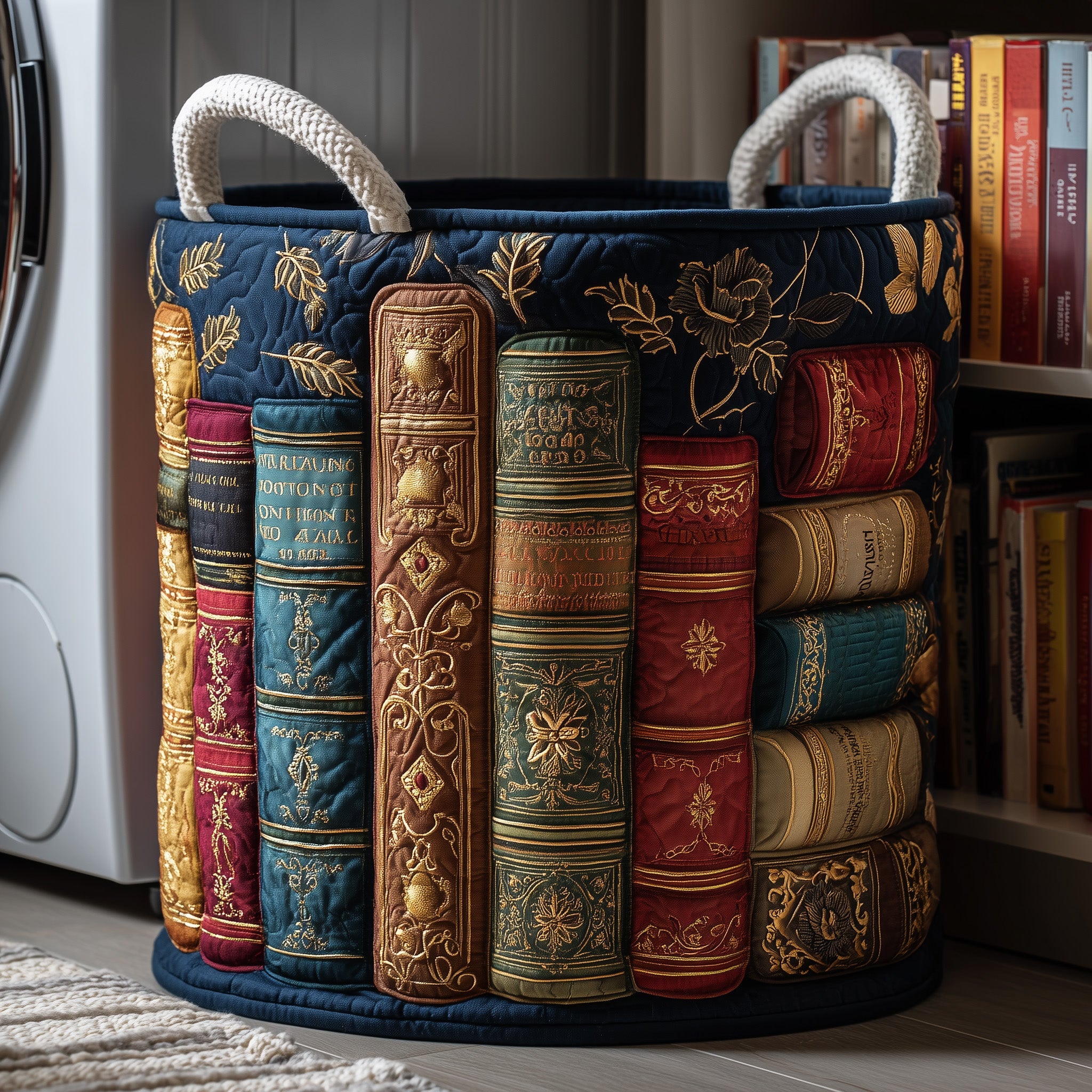 Bookish Quilted Laundry Basket Charming Lovely Present For Book Enthusiasts