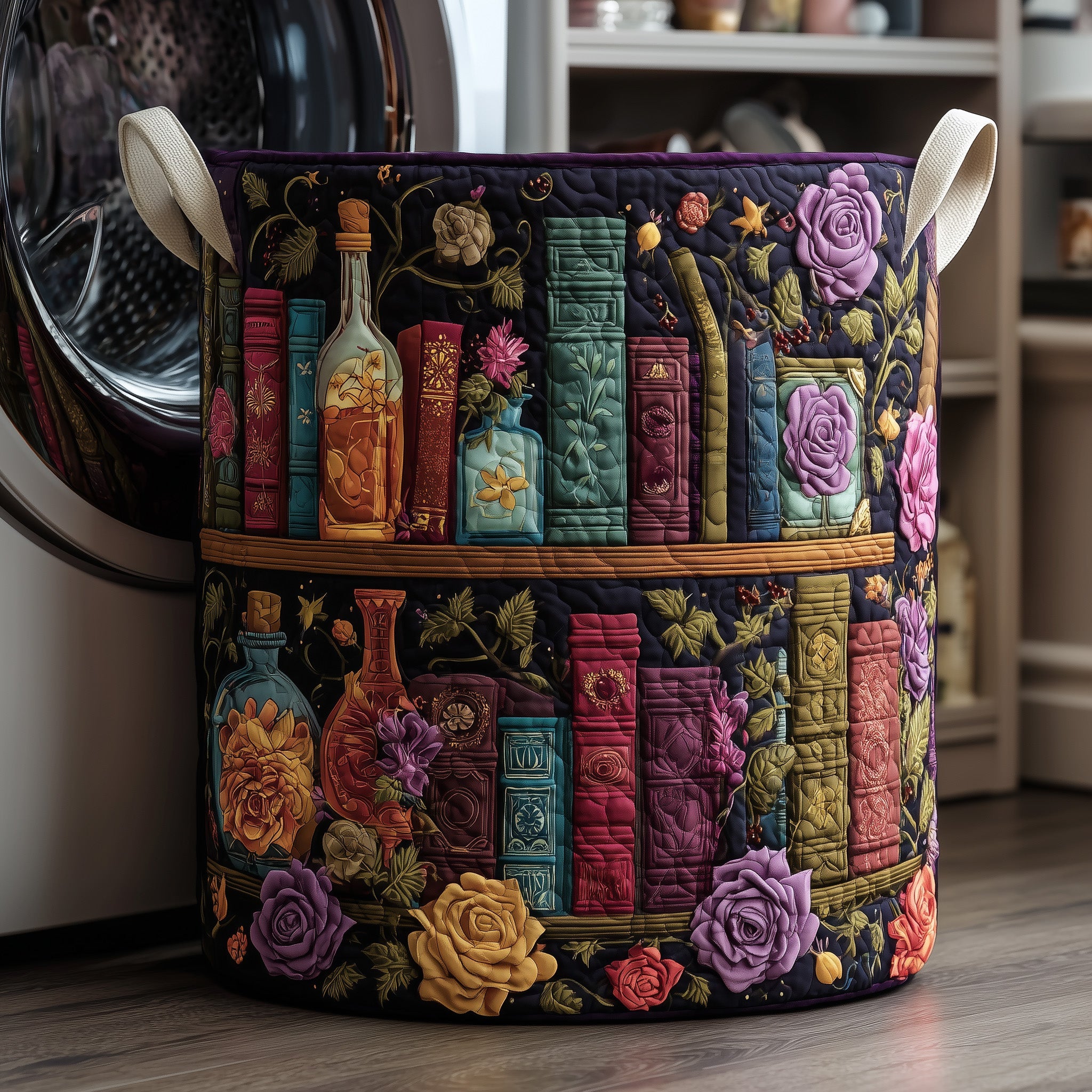 Bookish Quilted Laundry Basket Foldable Clothes Basket Storage Gifts For Book Lovers