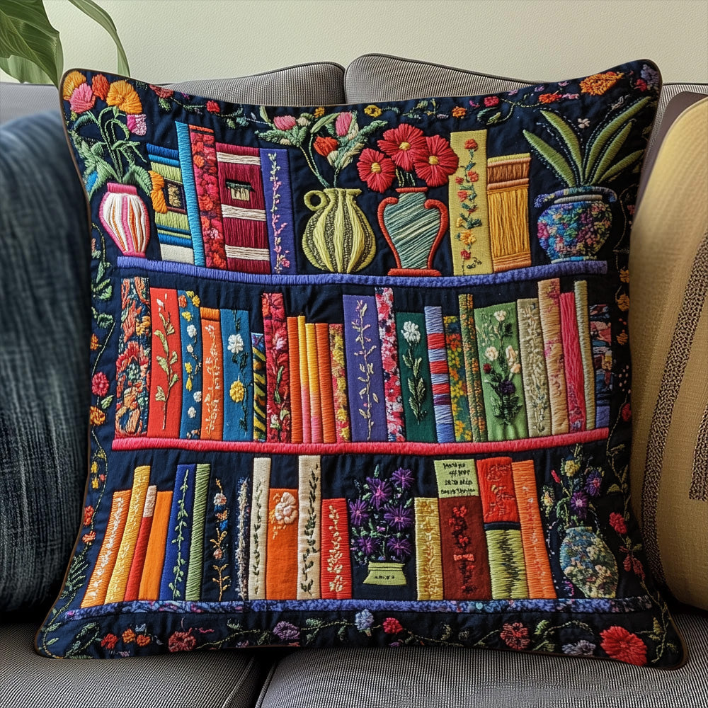 Bookish Quilted Pillow Case Throw Pillow Cover ItemBook Presents For Best Friends