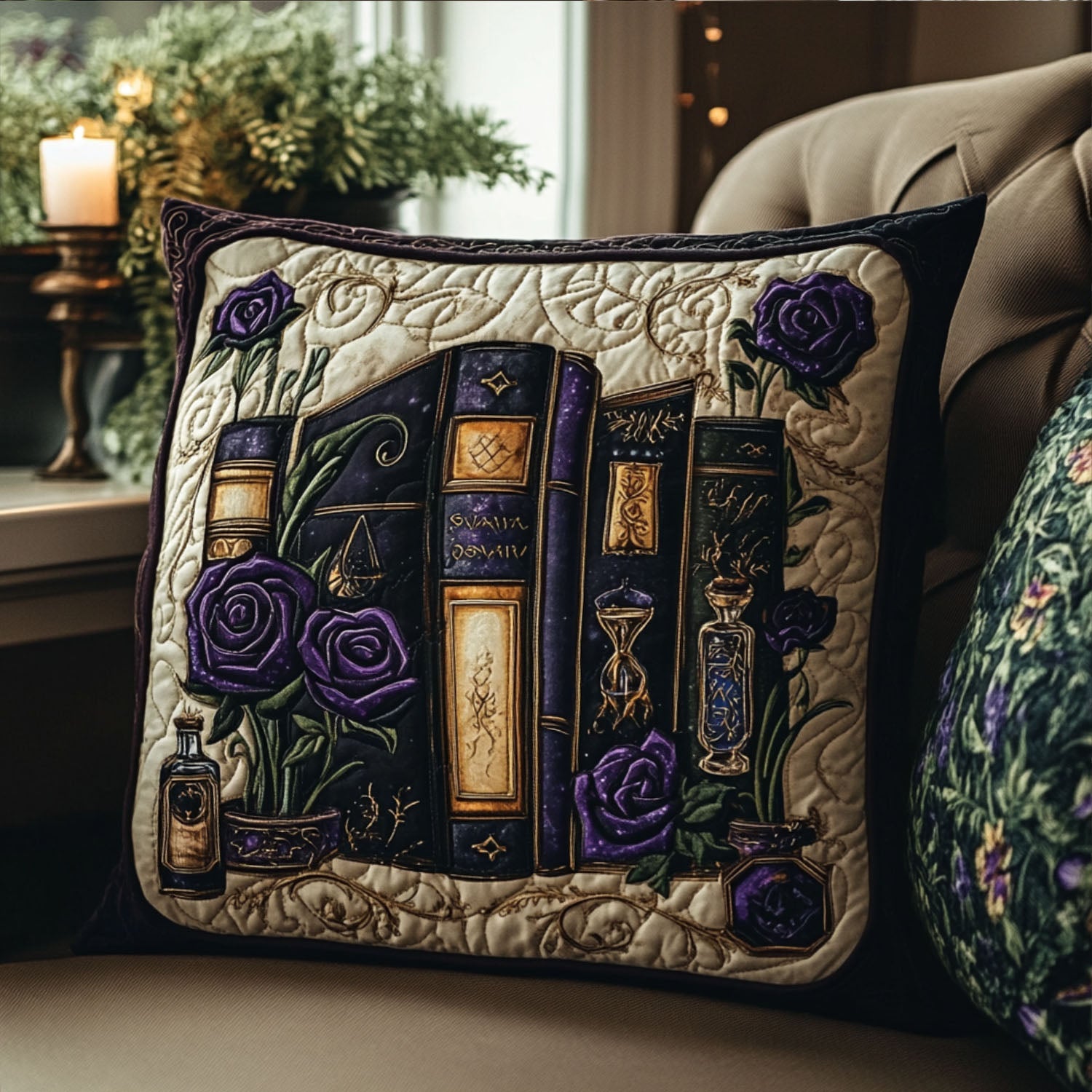 Books in Bloom Quilted Pillow Case Cute Pillow Covers Christmas Presents For Book Lovers