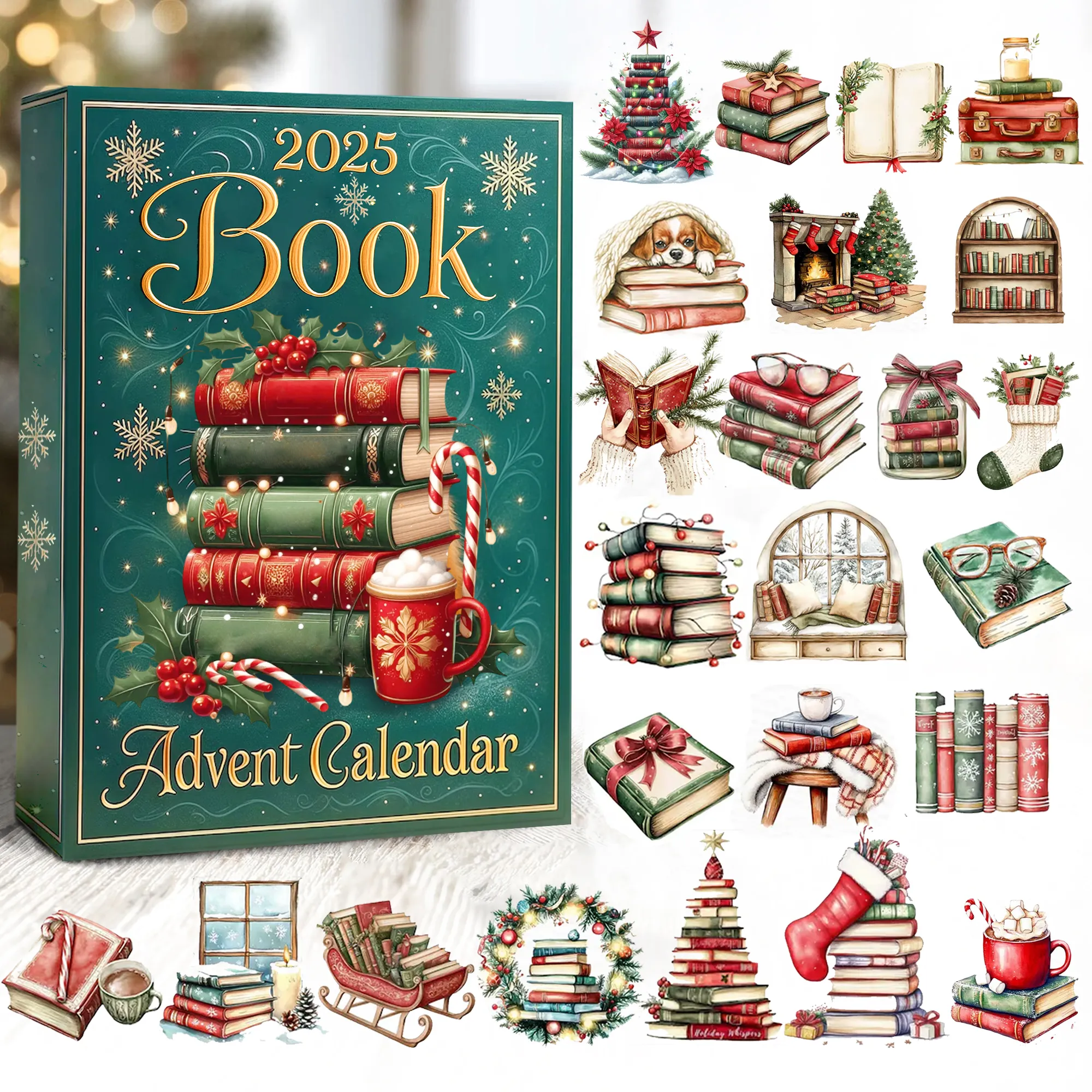 Books Ornament Advent Calendar 2025 Festive Countdown Christmas Gifts For Bookish