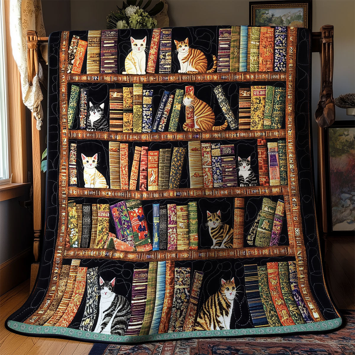 Bookshelf Quilt Blanket Couch Blanket Perfect Mother' Day Gifts