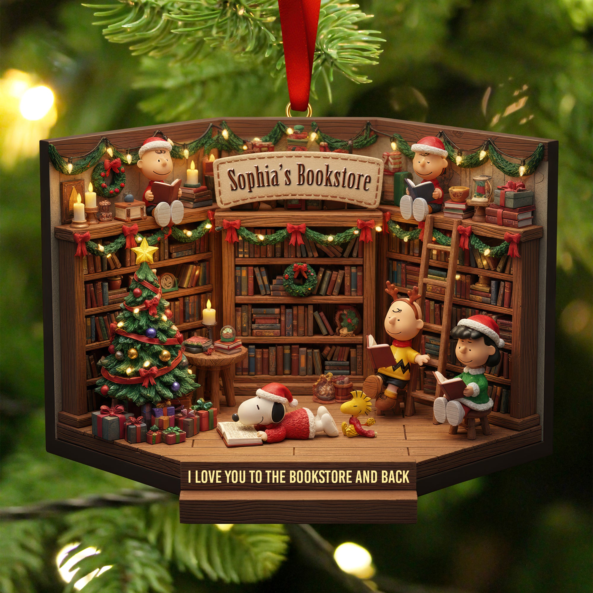 Bookstore Christmas Ornament - Personalized Gifts For Book Lovers - Family Christmas Ornament Gift