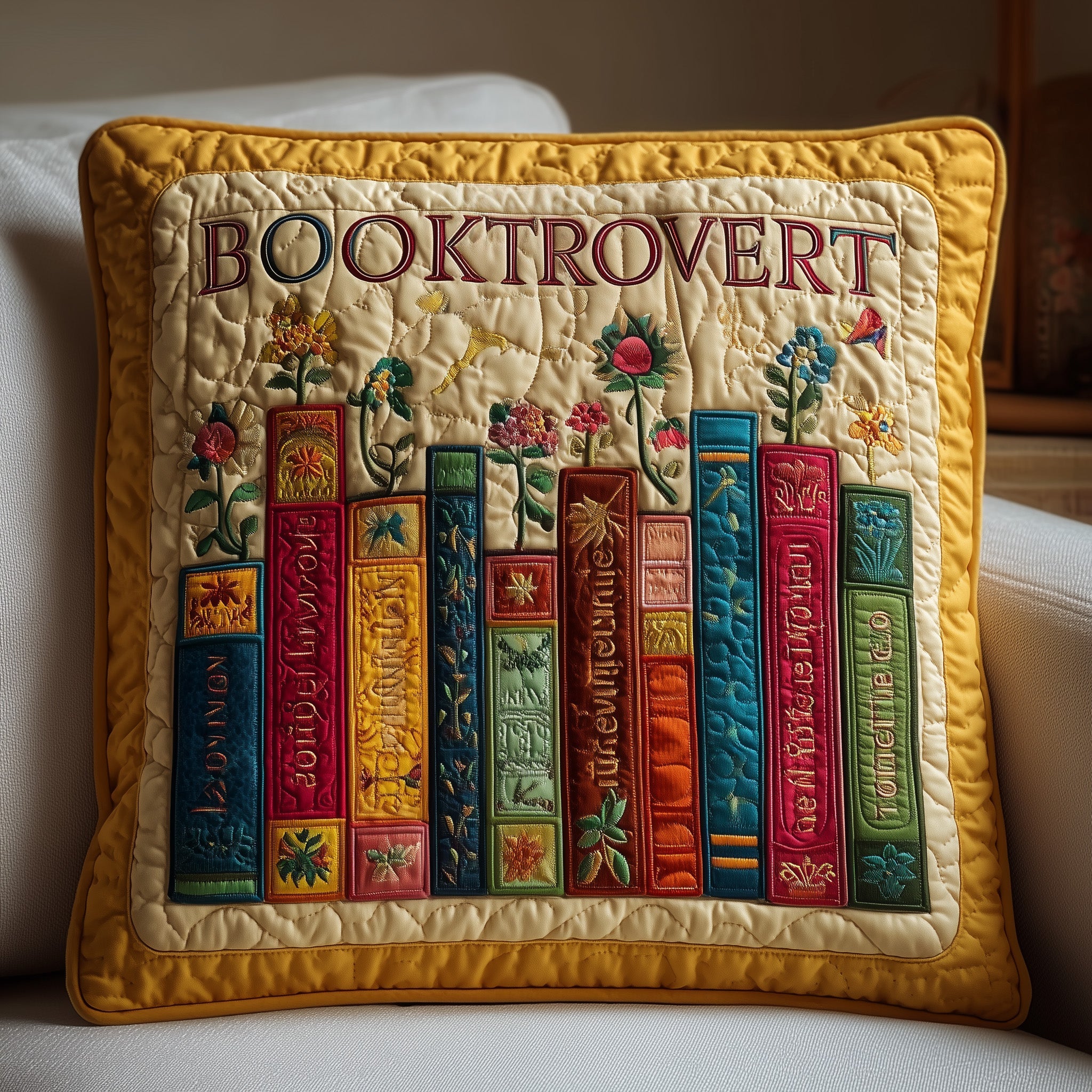 Booktrovert Quilted Pillow Case Throw Pillow Cover ItemChristmas Gifts For Book Lovers