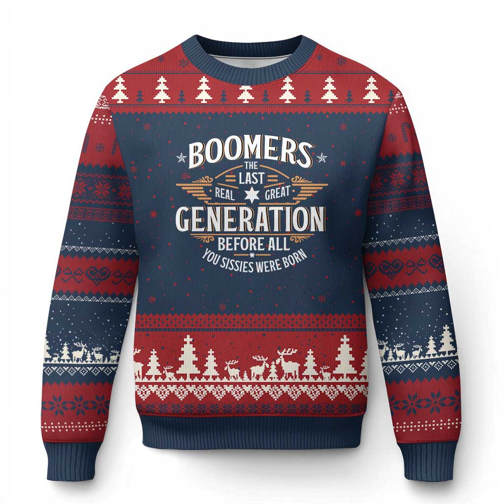 Boomers Generation Ugly Christmas Sweater Real Great Generation Sweater Xmas Gifts For Her