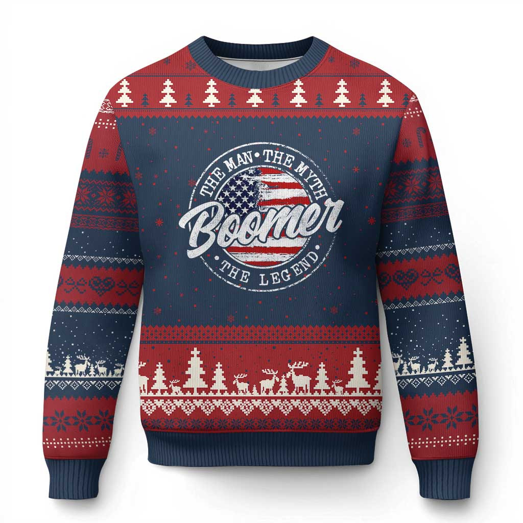 Boomers Generation Ugly Christmas Sweater The Man The Myth The Legend Jumper USA Xmas Gifts