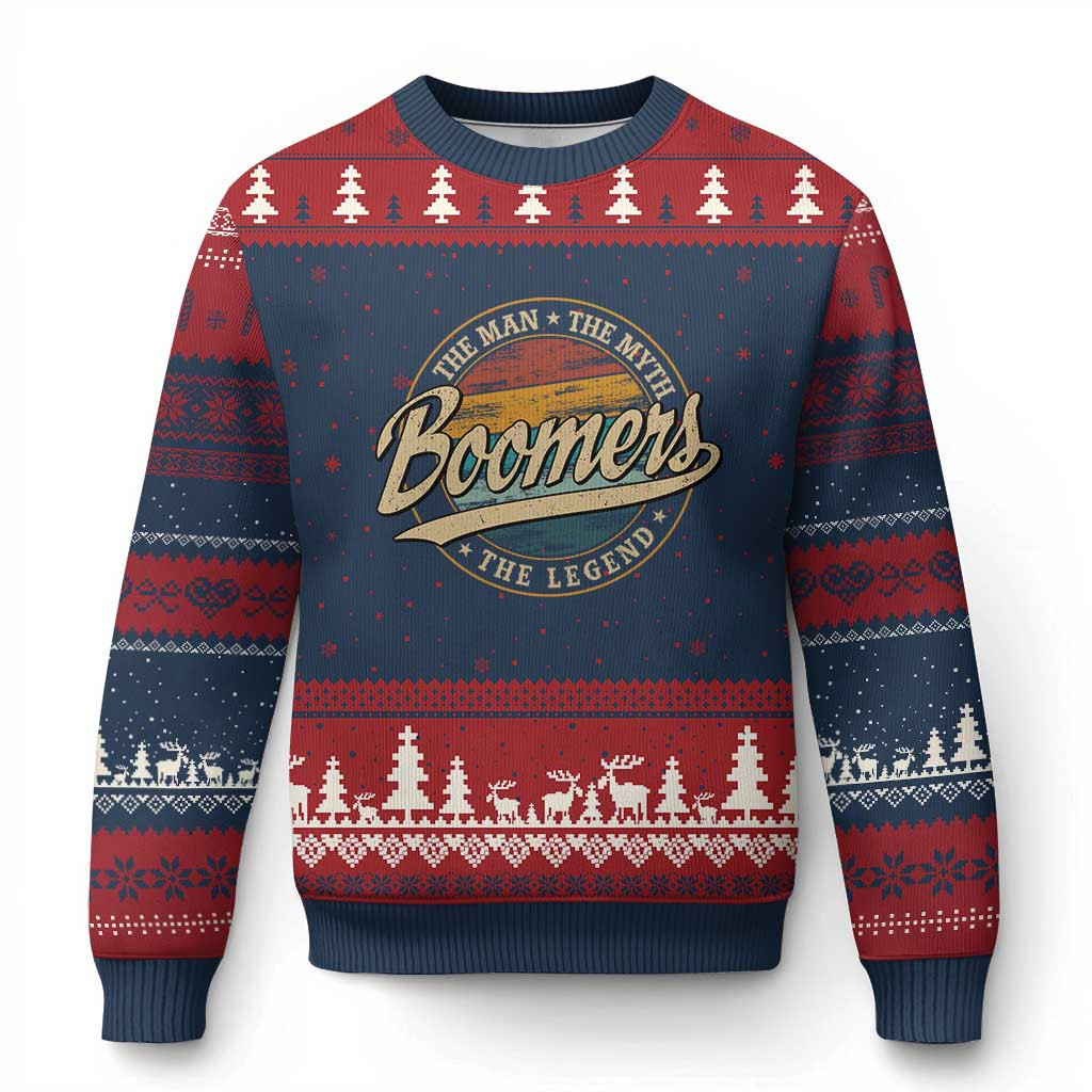 Boomers The Man The Myth Ugly Christmas Sweater The Legend Generational Jumper Boomer Gifts