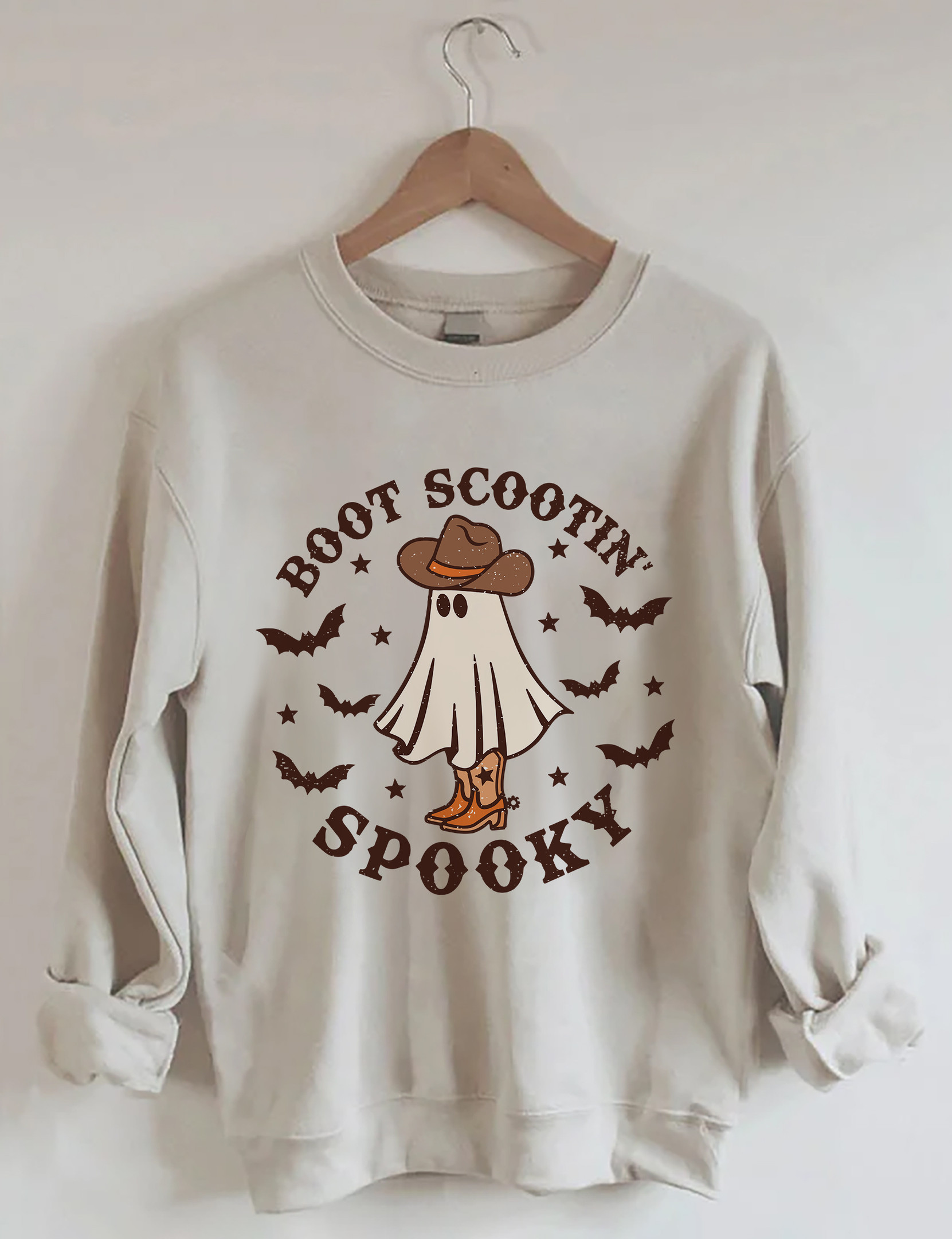 Boot Scootin Spooky Sweatshirt Halloween Themed Funny Clothing Gifts For Ghost Lovers