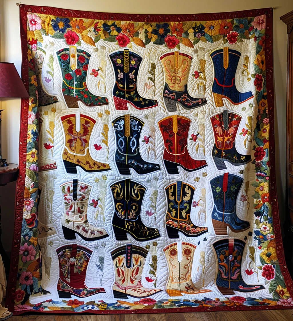 Boot Scooting Beauty Quilted Blanket Presents For Cow Lovers