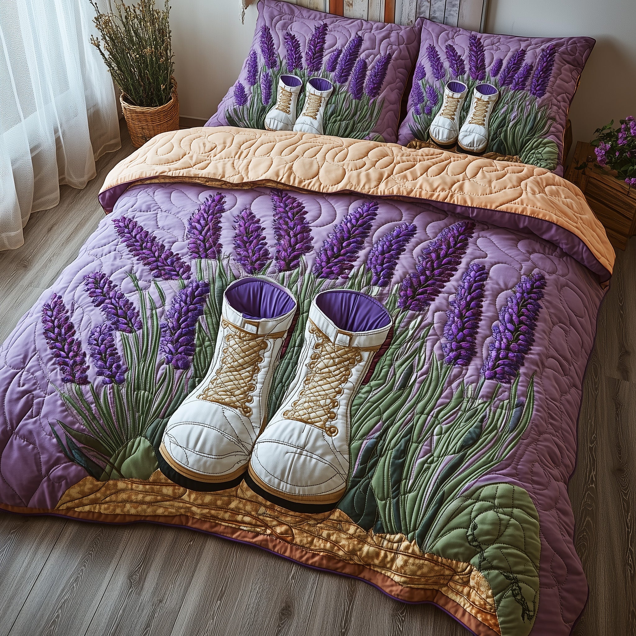 Boots and Blooms Quilted Bedding Set Duvet Cover Bed Sheet Christmas Gifts For Expecting Moms
