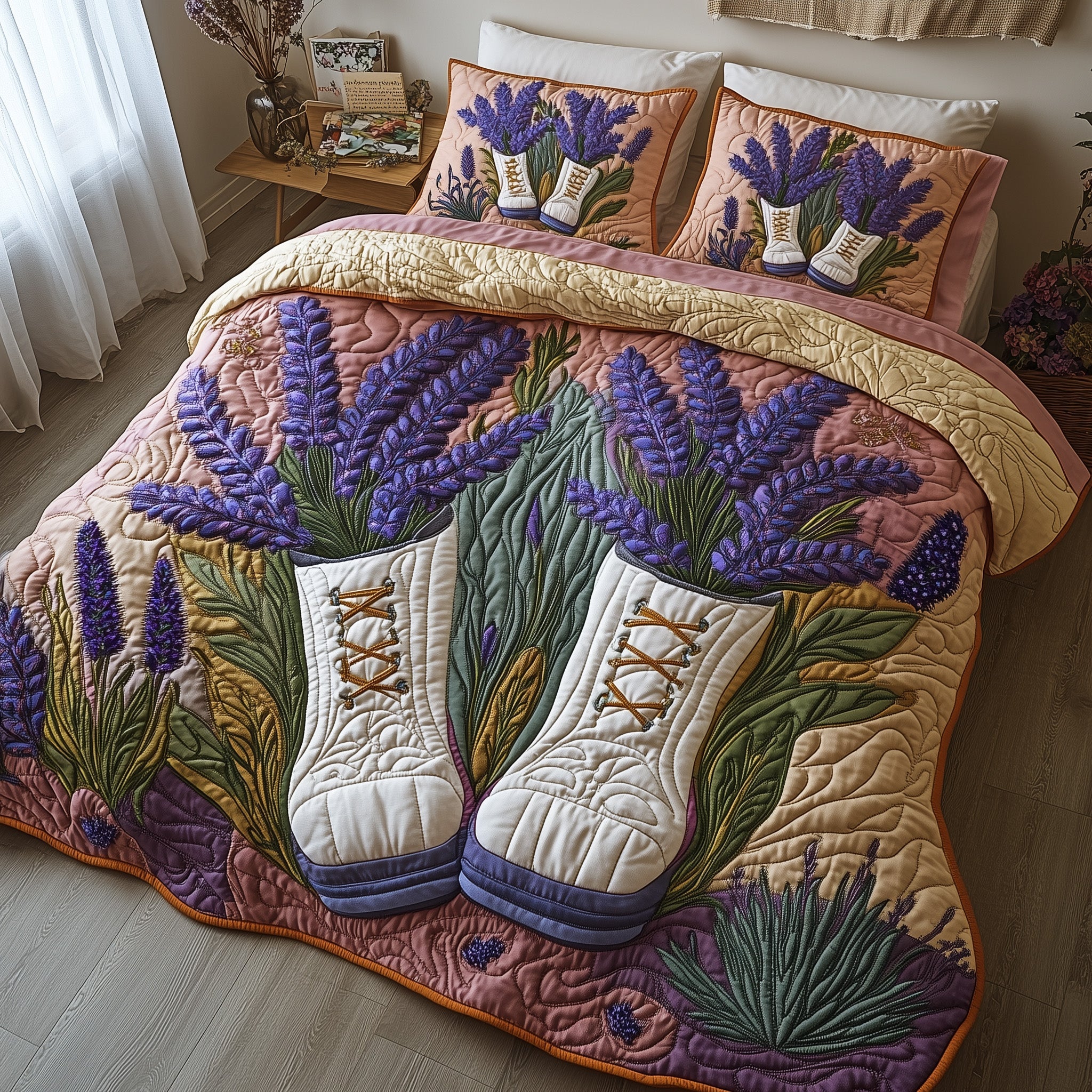 Boots and Blooms Quilted Bedding Set Duvet Cover Bed Sheet Good Christmas Presents For Girlfriend