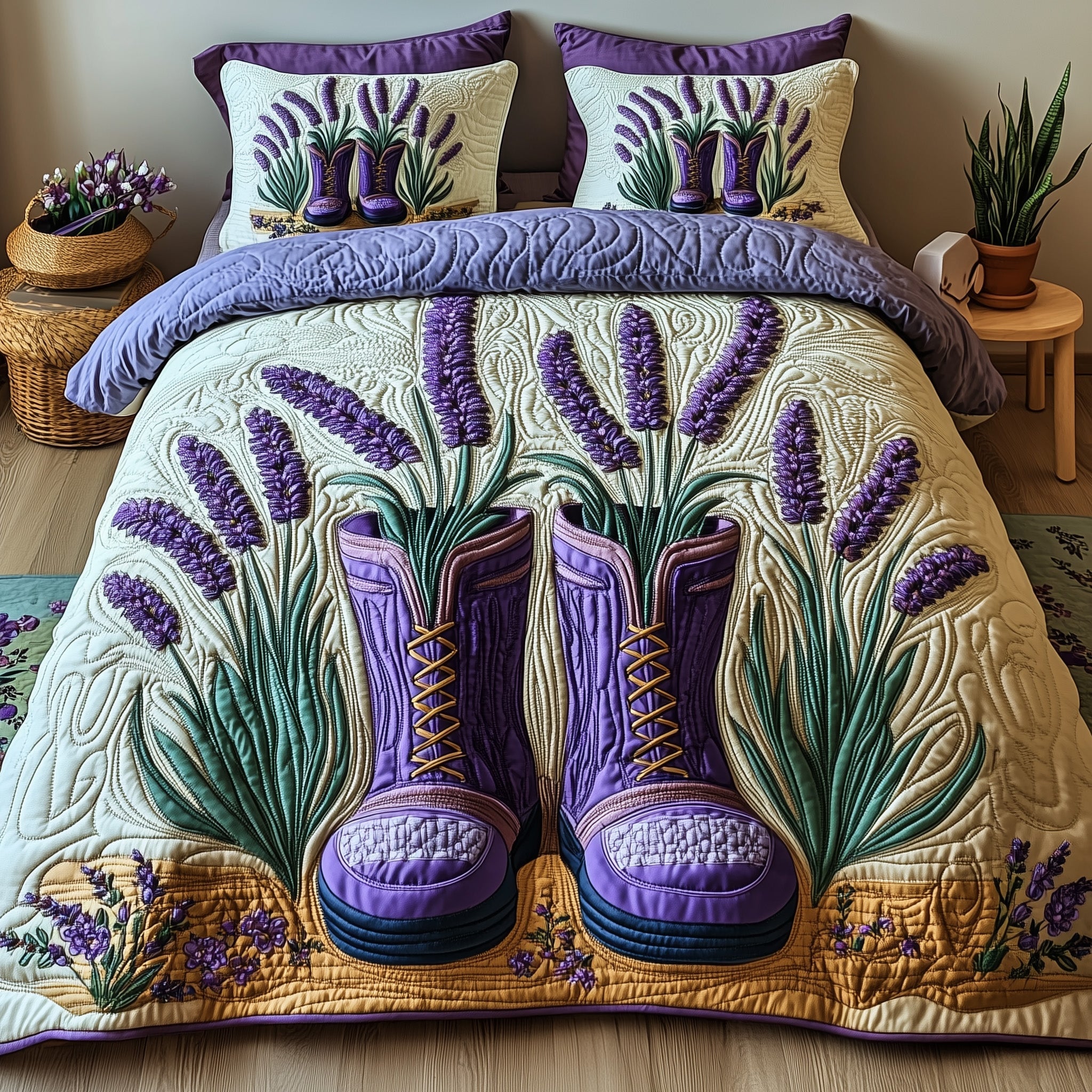 Boots and Blooms Quilted Bedding Set Duvet Cover Bed Sheet Thoughtful Christmas Gifts For Girlfriend