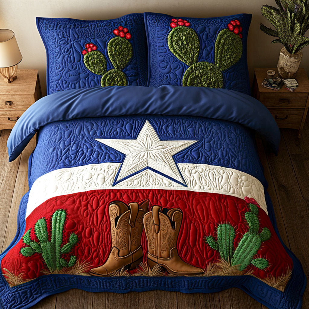 Boots and Cactus Quilted Bedding Set Bed Decor Ideas Cactus Gifts For Women