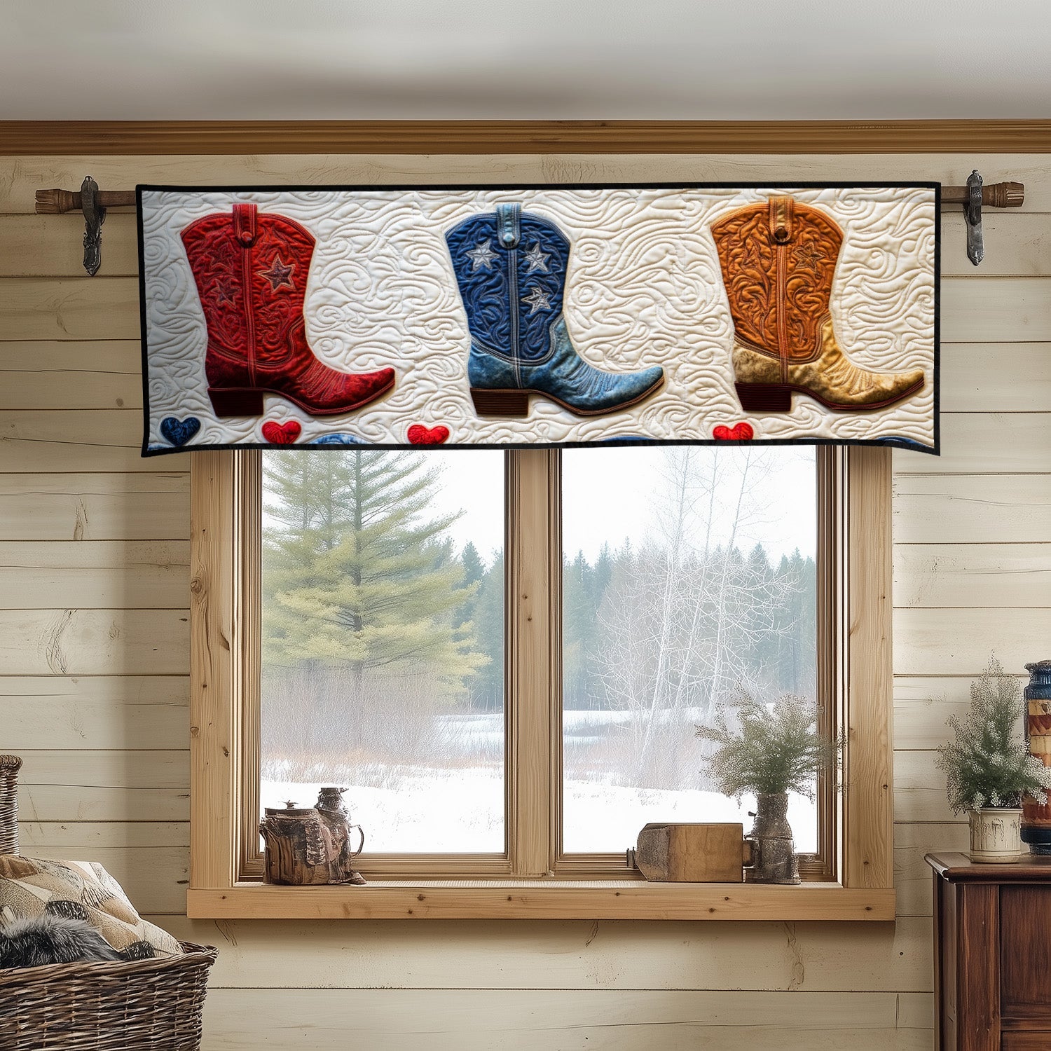 Boots and Glory Quilted Valance Patriotic Valances Useful Gifts For Dad