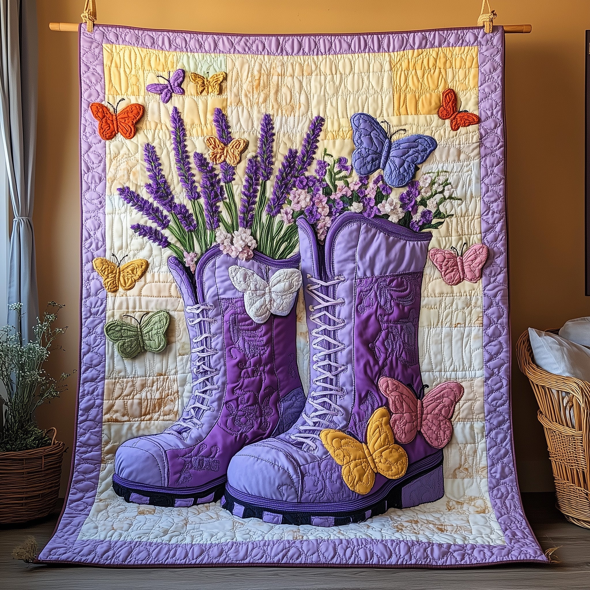 Boots Breeze And Blossoms Quilted Blanket Sofa Throw BlanketBest Christmas Gifts For Mom