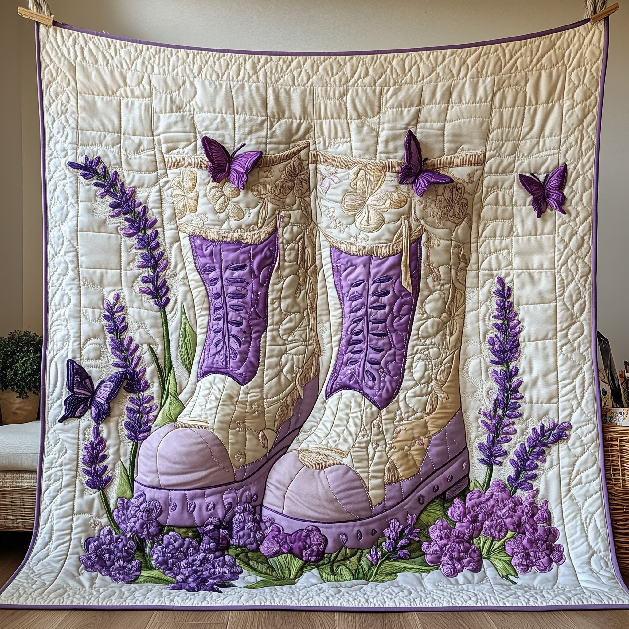 Boots Breeze And Blossoms Quilted Blanket Sofa Throw BlanketChristmas Gifts For Grandma