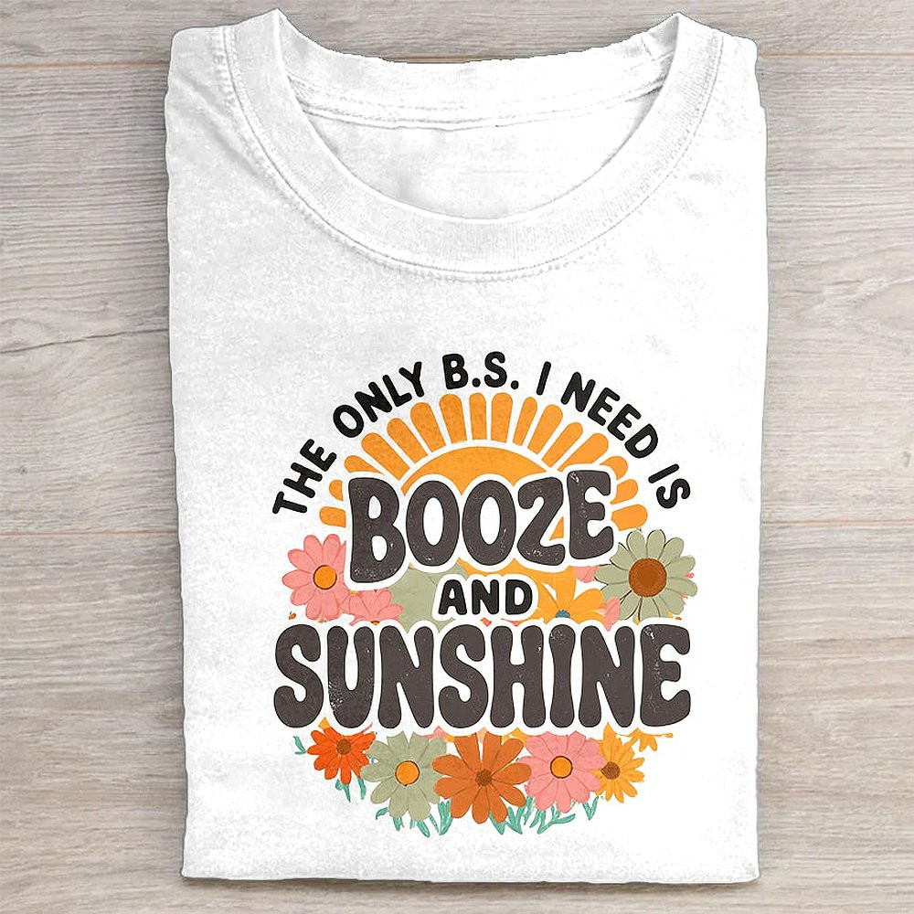 Booze And Sunshine Graphic T-Shirt Summer Beach Vacation Tee For Women Men