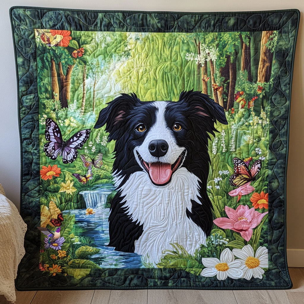 Border Collie Butterfly Holiday Christmas Quilt Blanket Christmas Gifts For Grandmother