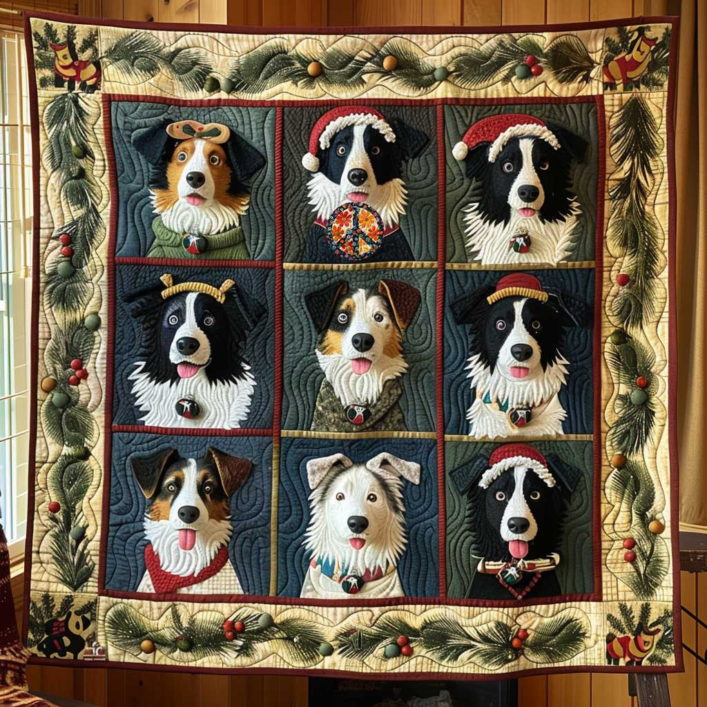 Border Collie Christmas Magic Holiday Christmas Quilt Blanket Christmas Gifts For Grandmother