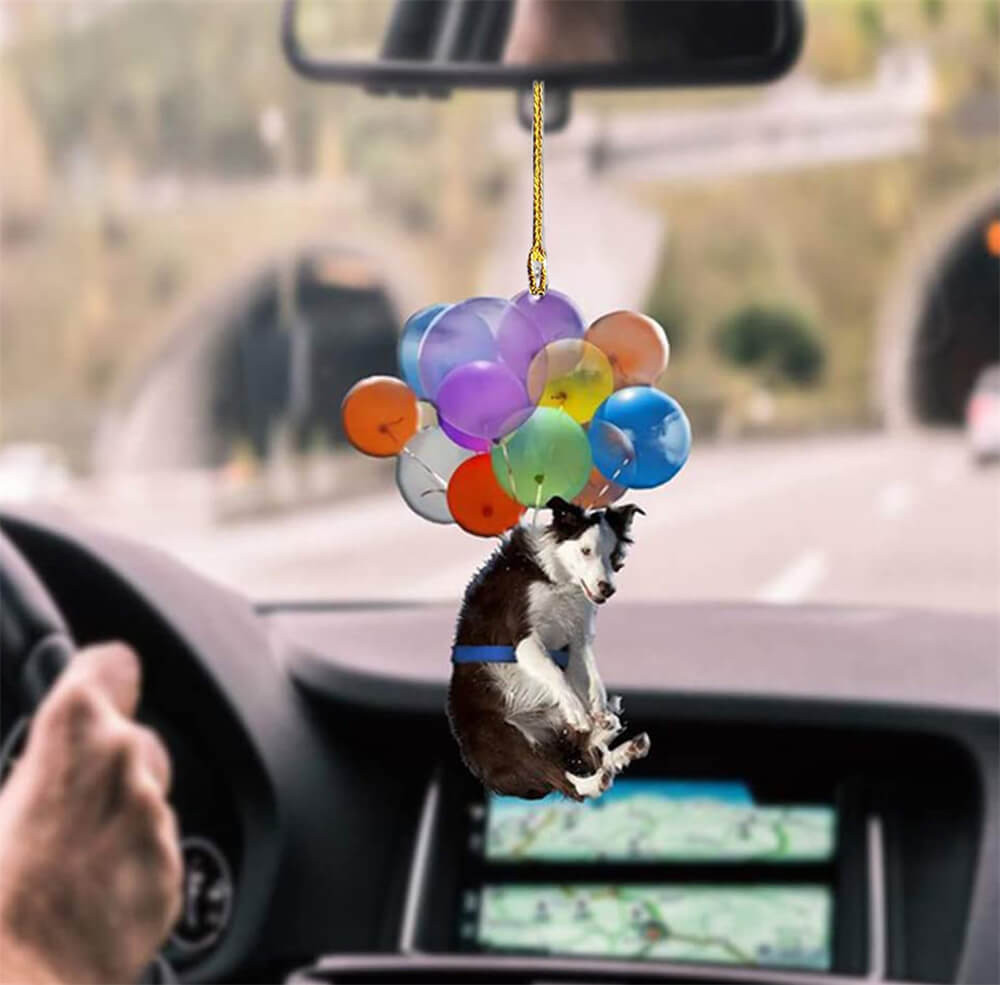 Border Collie Dog Fly With Bubbles Car Hanging Ornament Dog Ornament Lasfour.