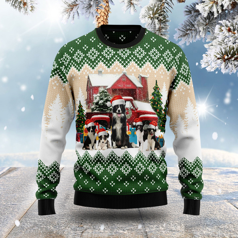 Border Collie Family Ugly Christmas Sweater Xmas Clothing Border Collie Christmas Gifts