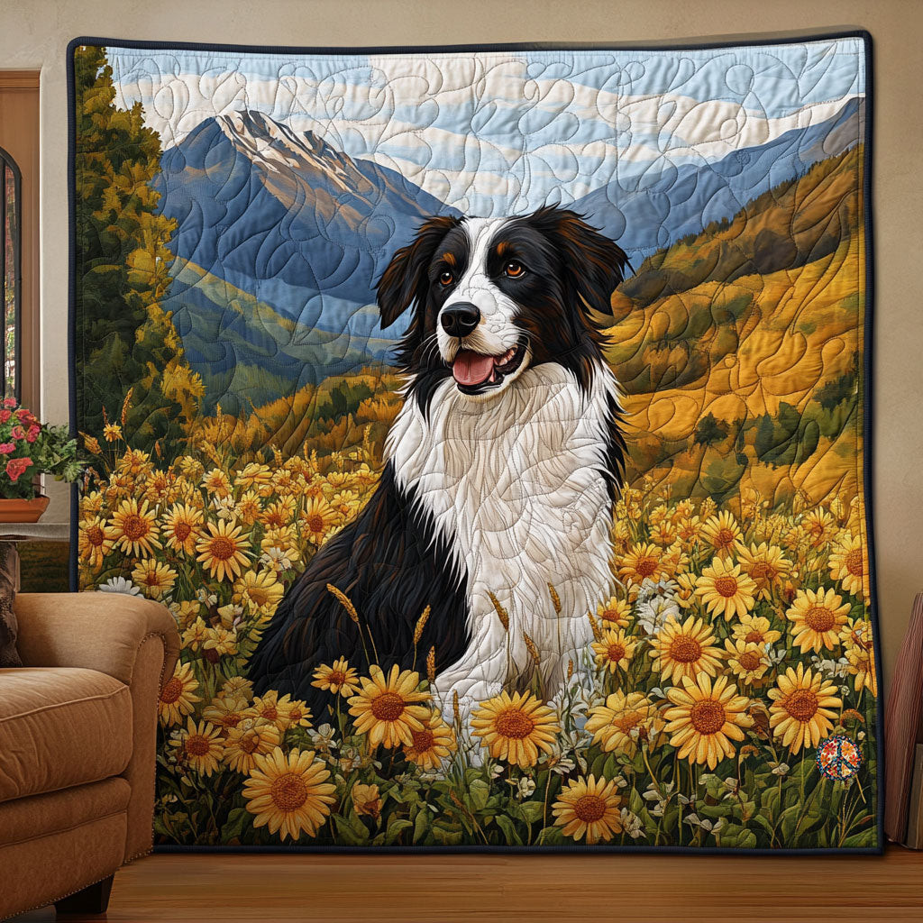 Border Collie Flower Holiday Christmas Quilt Blanket Christmas Gifts For Grandmother