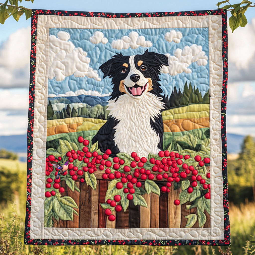 Border Collie Happy Holiday Christmas Quilt Blanket Family Xmas Presents