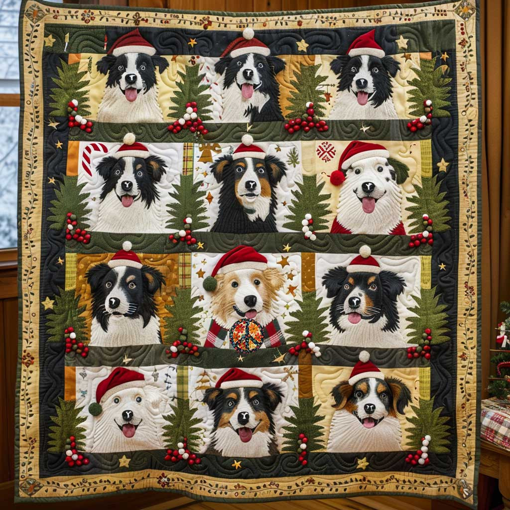 Border Collie Holiday Parade Holiday Christmas Quilt Blanket Christmas Gifts For Grandmother