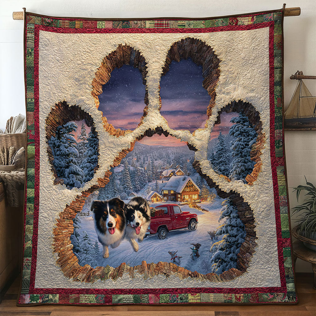 Border Collie Paw Blessing Quilt Blanket Christmas Throw Blanket Presents For Border Collie Lovers