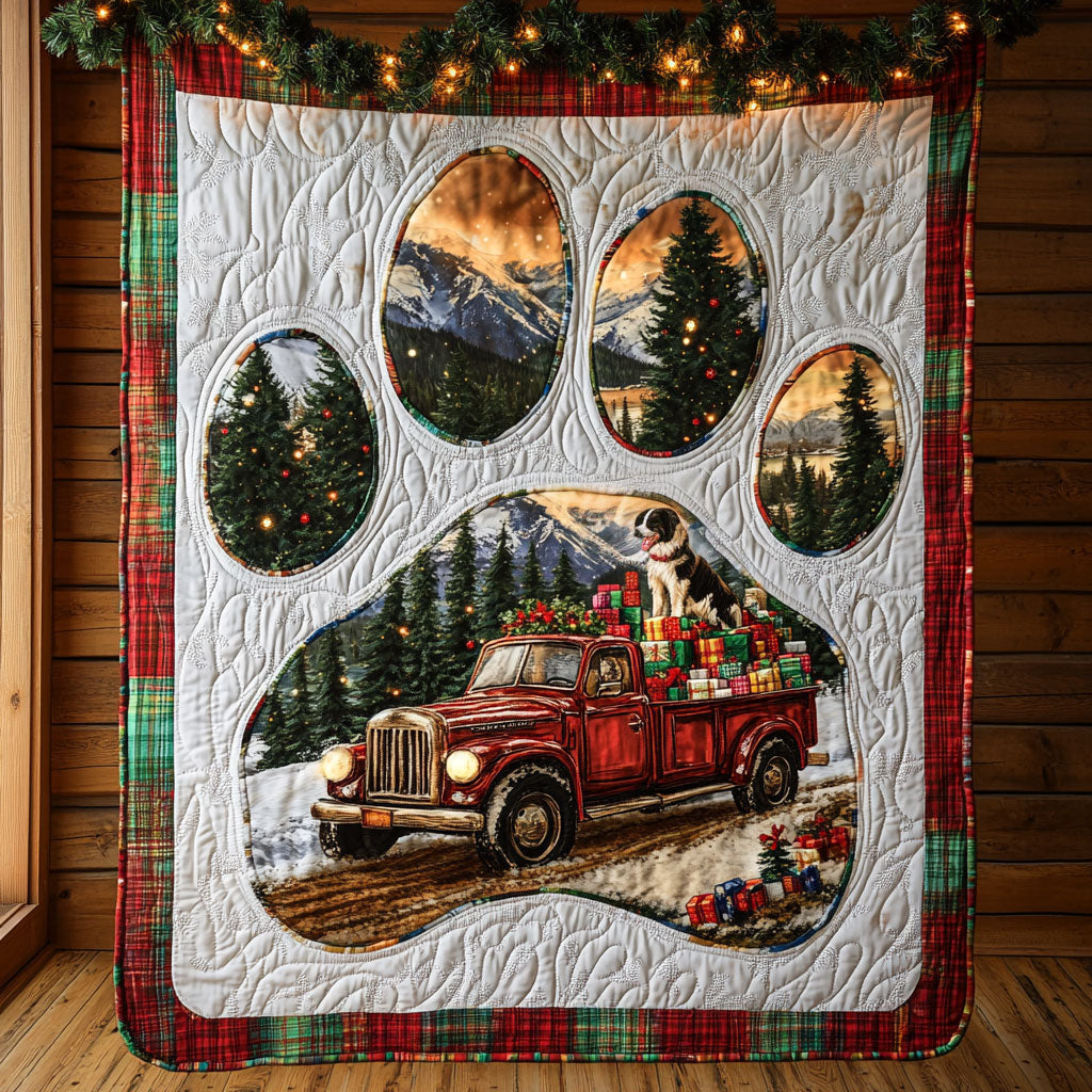 Border Collie Paw Dreams Quilt Blanket Christmas Throw Blanket Presents For Border Collie Lovers
