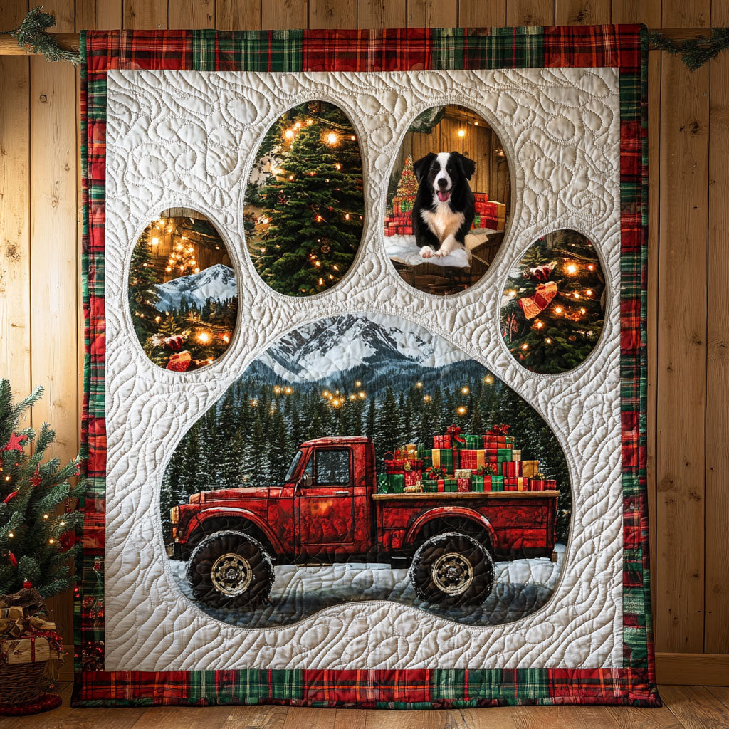 Border Collie Paw Joy Quilt Blanket King Size Blanket Gifts For Border Collie Owners