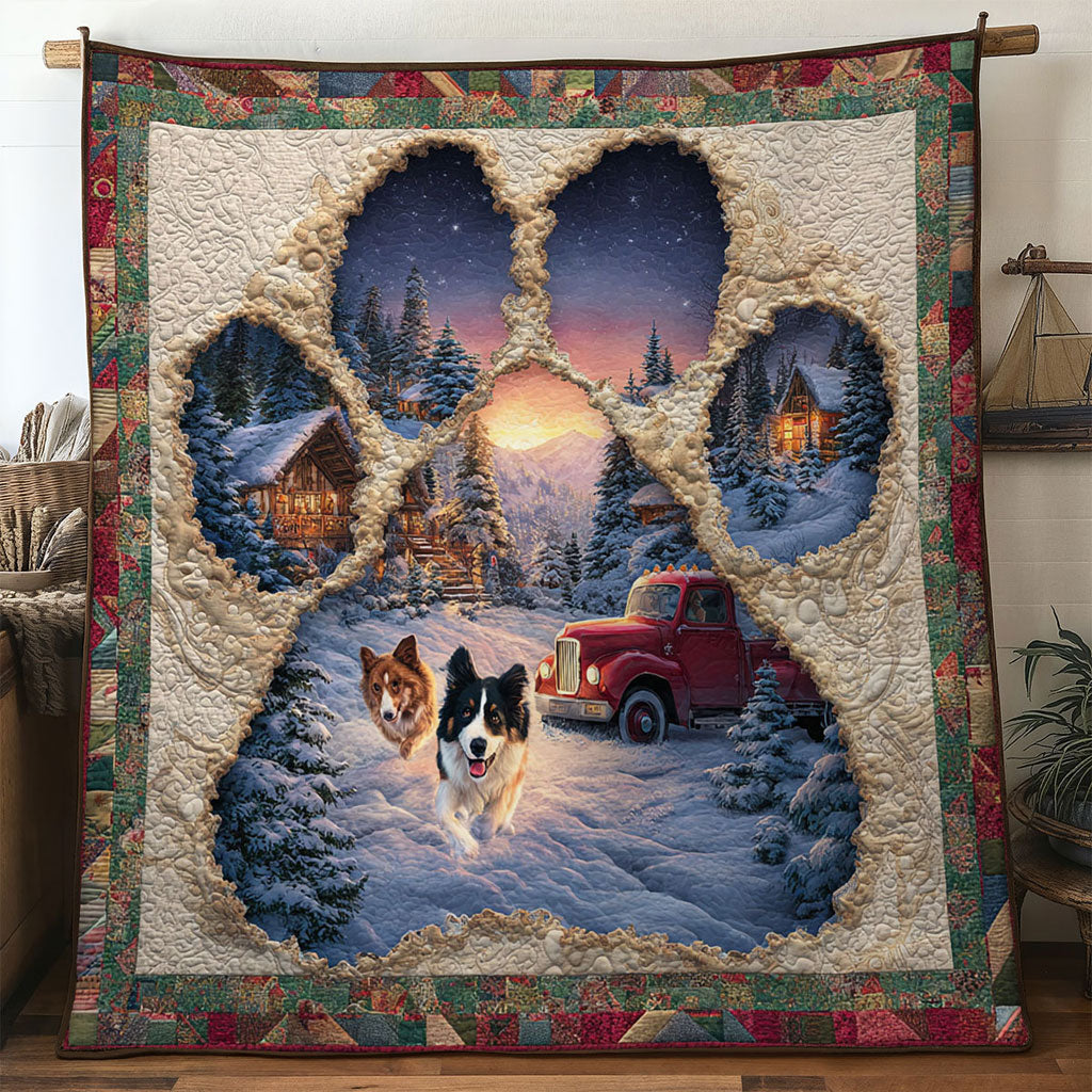 Border Collie Paw Love Quilt Blanket King Size Blanket Gifts For Border Collie Owners