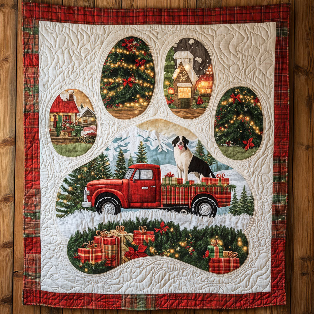 Border Collie Paw Magic Quilt Blanket King Size Blanket Gifts For Border Collie Owners