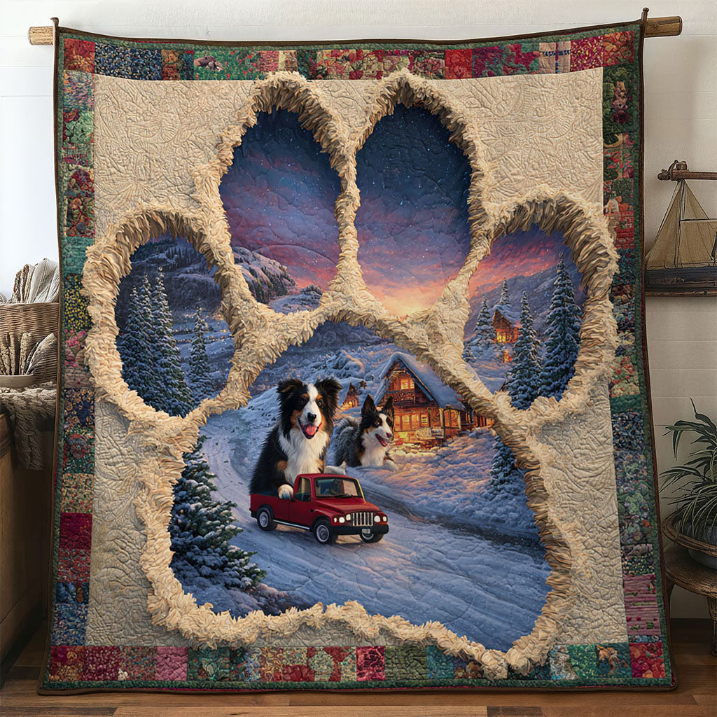 Border Collie Paw Night Quilt Blanket King Size Blanket Gifts For Border Collie Owners